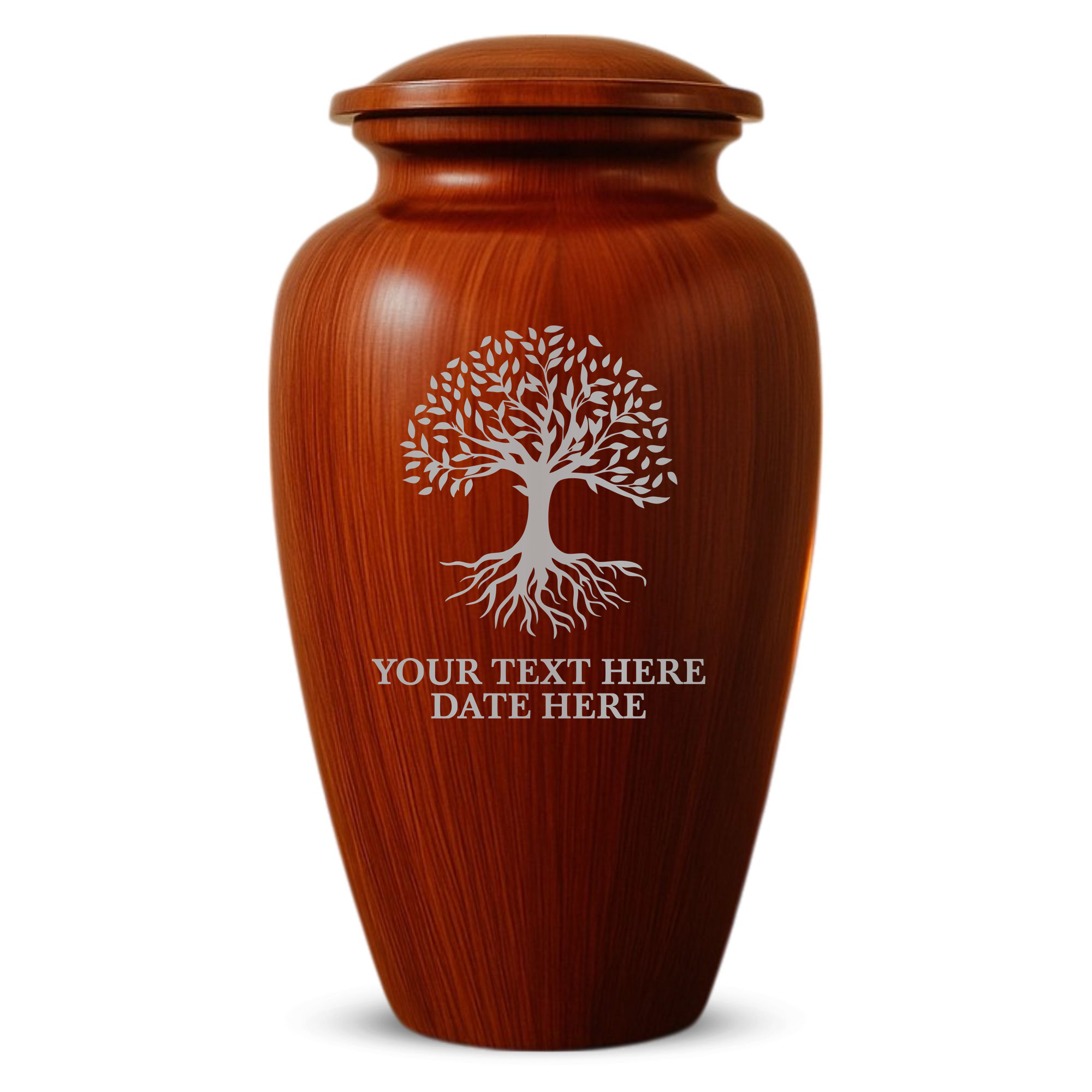 Human Cremation Urn - 200 Cubic Inch - Ingrained Wood Style Finish | Tree of Life