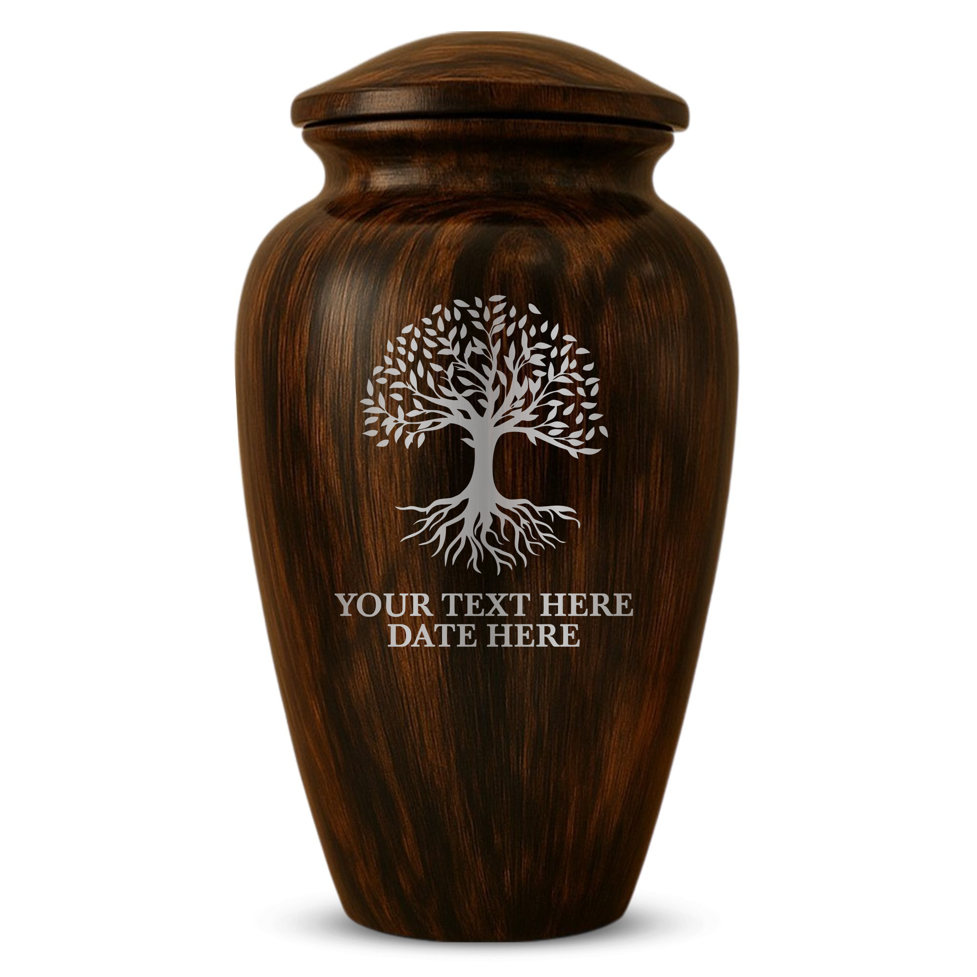 Human Cremation Urn - 200 Cubic Inch - Ingrained Wood Style Finish | Tree of Life