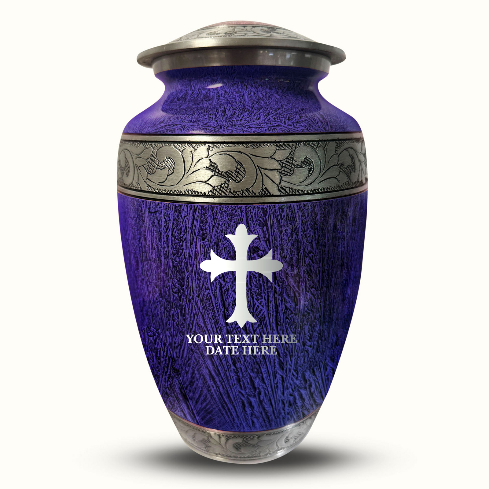 Custom Aluminum Human Urn - Elevate Collection - Memorial Cross Design - Distressed Finish - 200 Cubic Inch