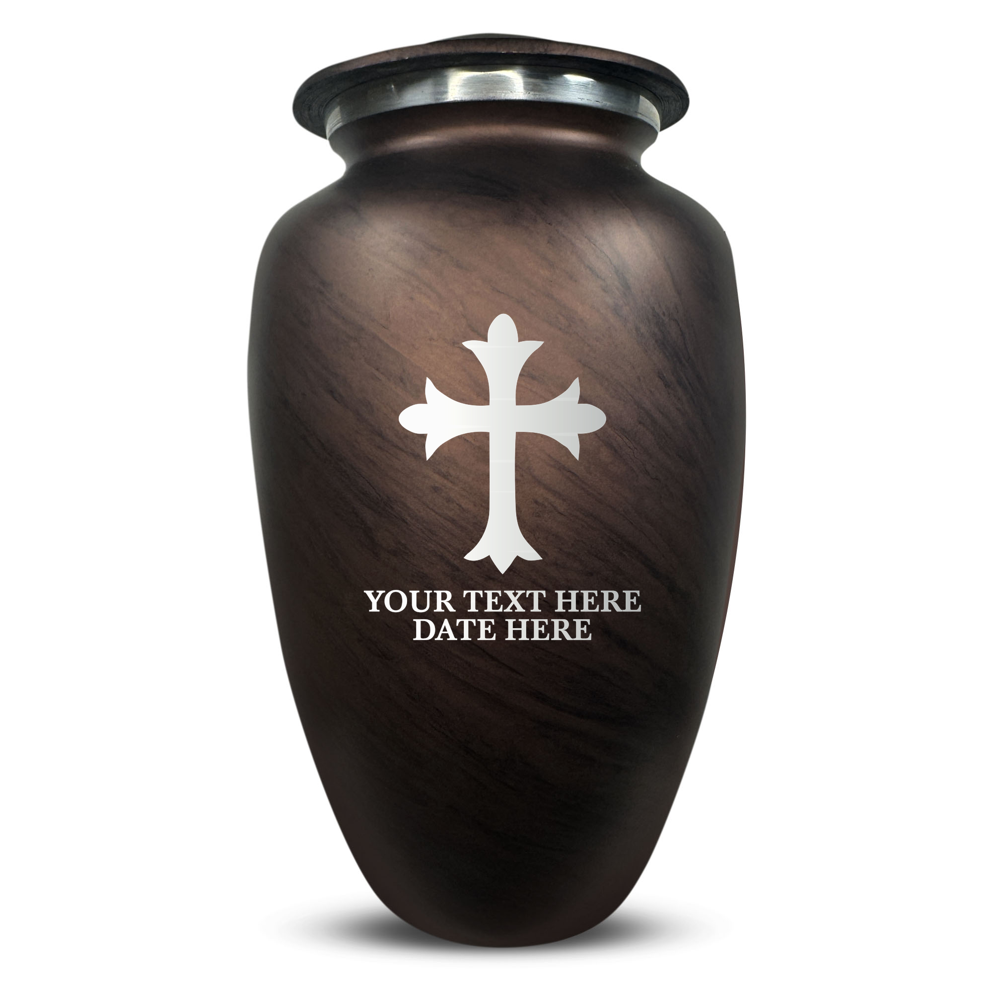 Custom Human Urns - Soft Whisper Collection - Memorial Cross Design - Distressed Finish - 200 Cubic Inch