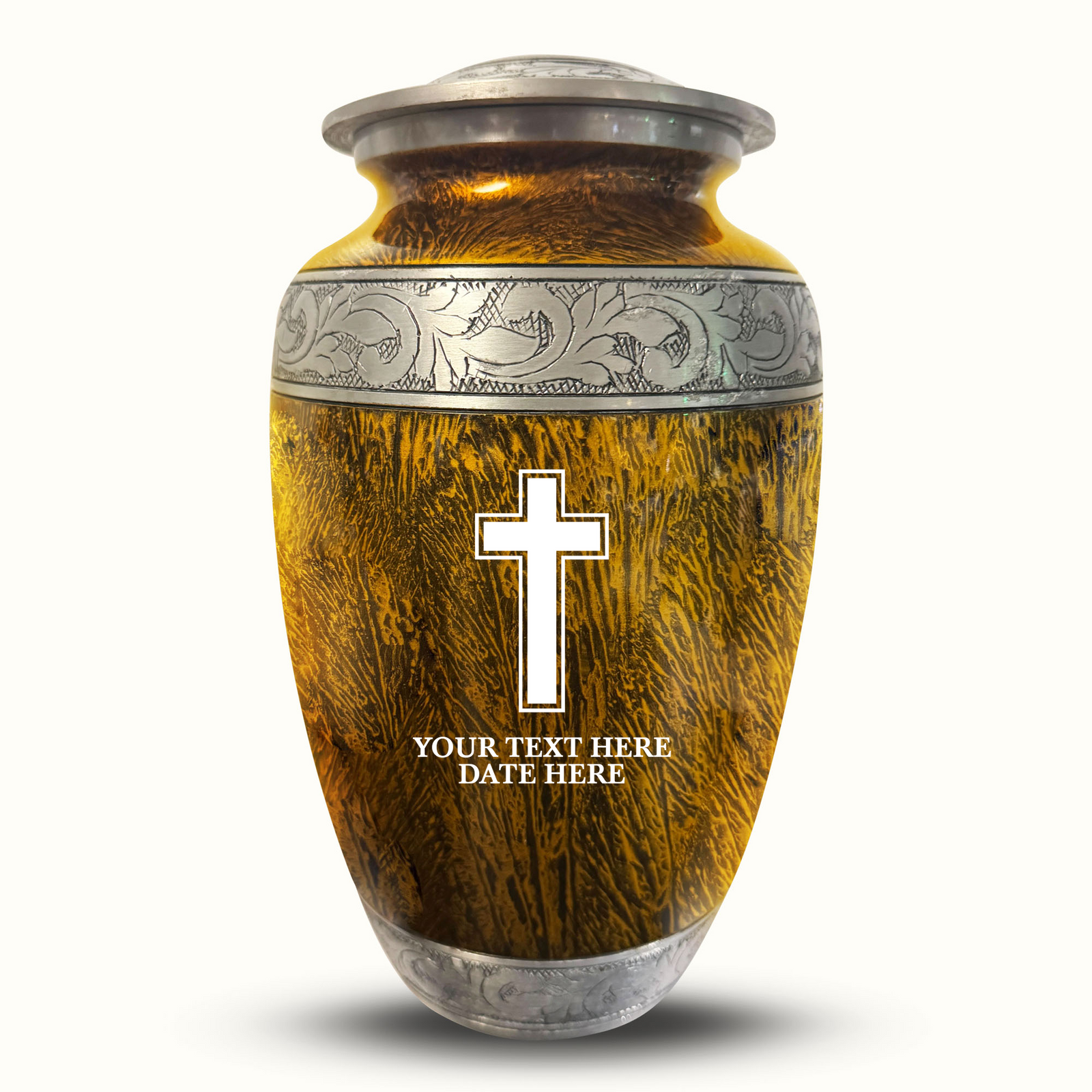 Custom Aluminum Human Urn - Elevate Collection - Memorial Cross Design - Distressed Finish - 200 Cubic Inch