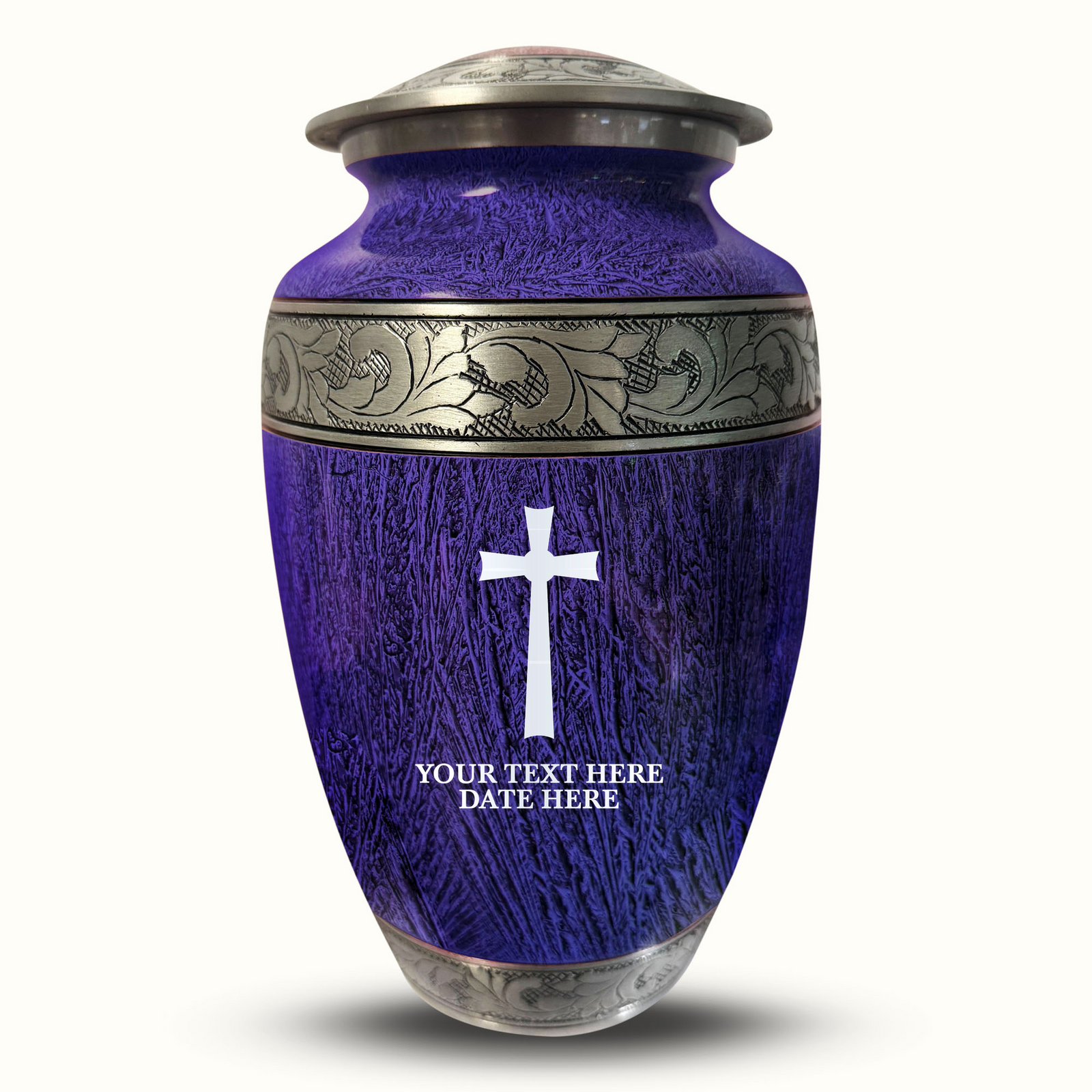 Custom Aluminum Human Urn - Elevate Collection - Memorial Cross Design - Distressed Finish - 200 Cubic Inch