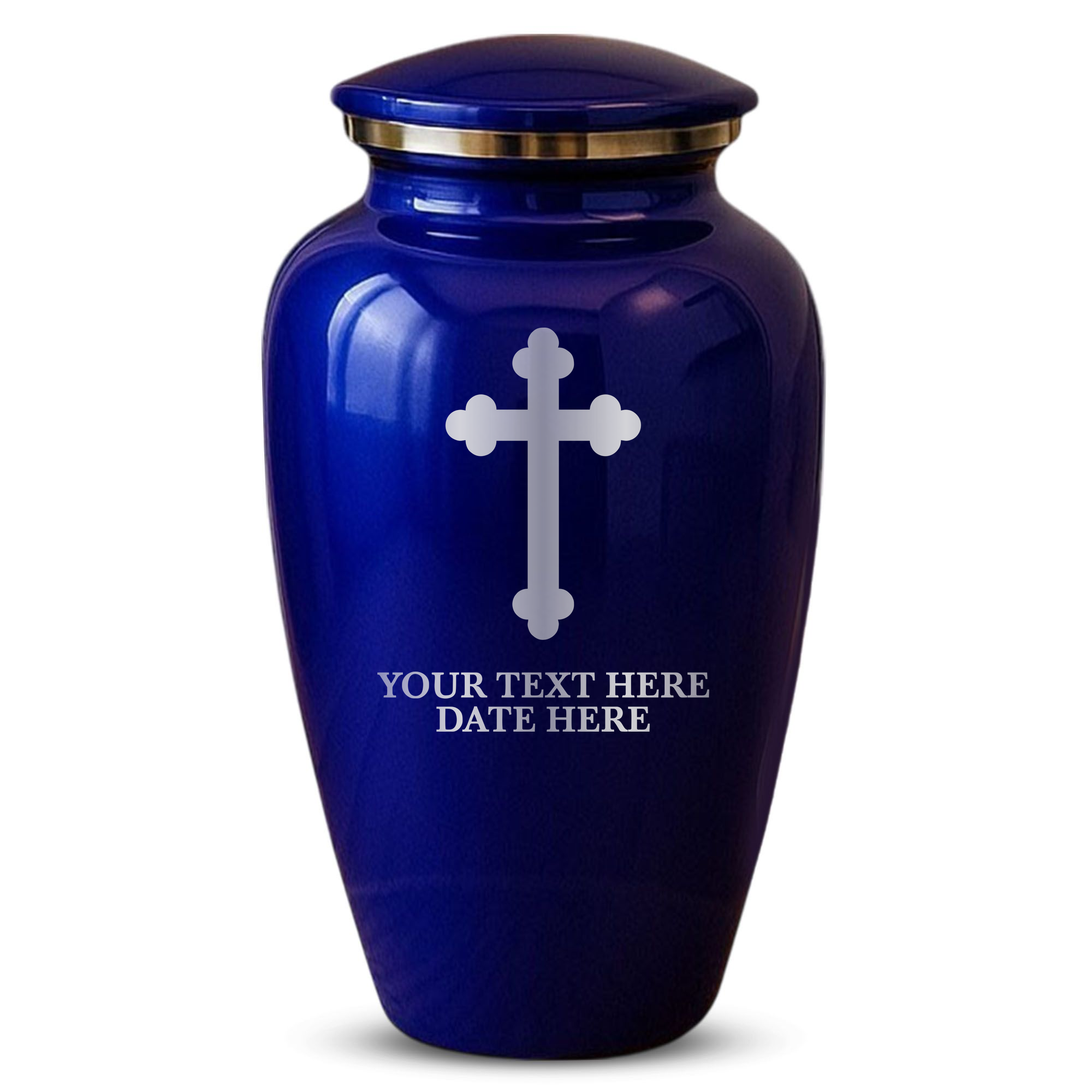 Splendor Human Cremation Urn – 200 Cubic Inch Capacity – Metal | Cross Design Collection 1