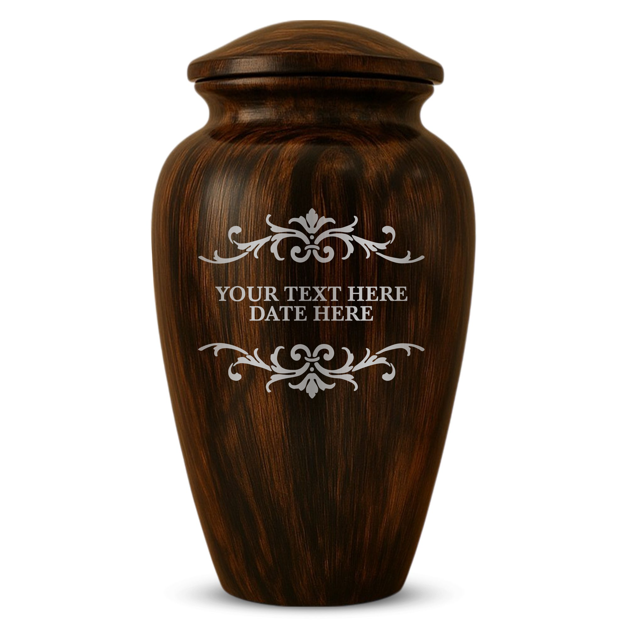 Human Cremation Urn - 200 Cubic Inch - Ingrained Wood Style Finish | Memorial Swirl
