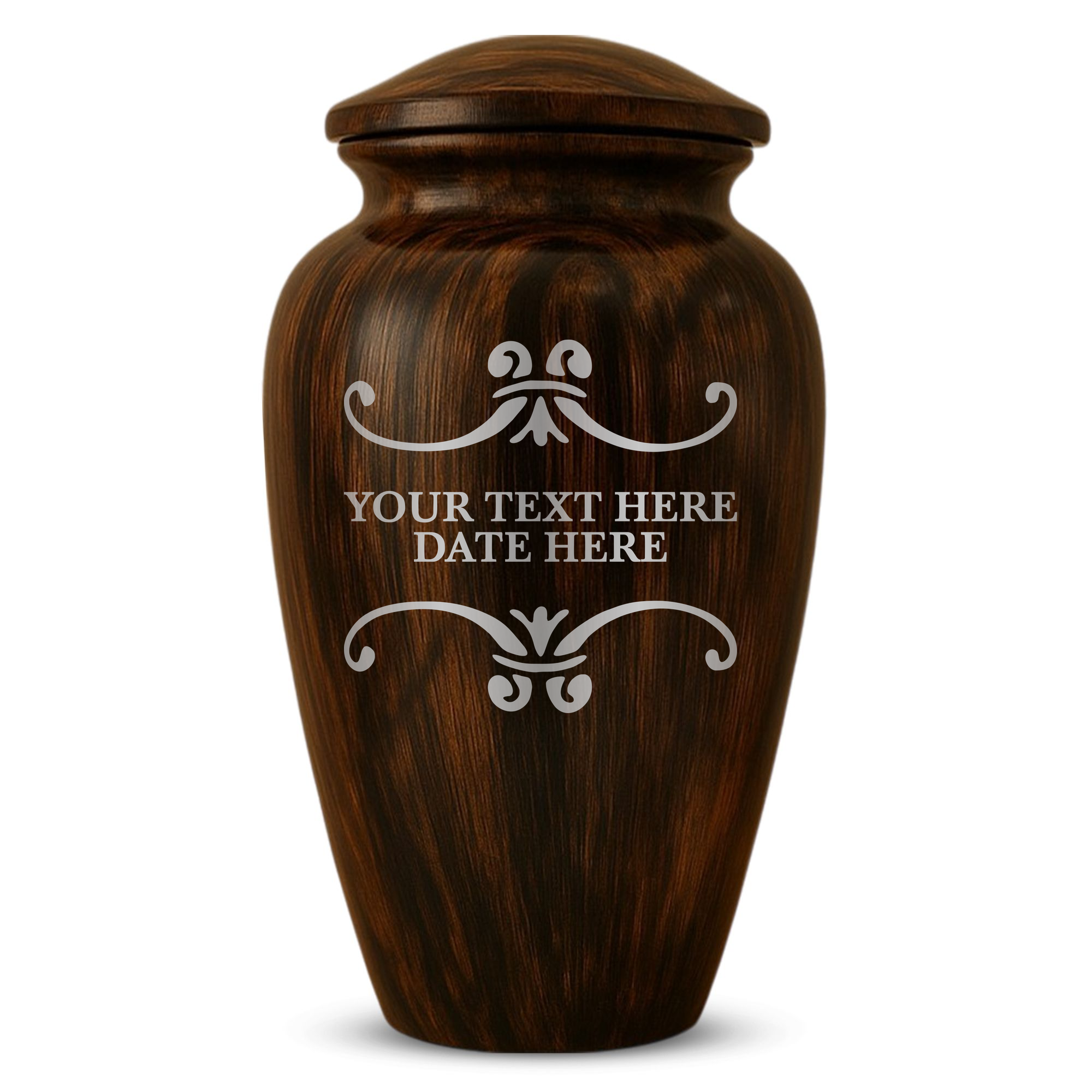 Human Cremation Urn - 200 Cubic Inch - Ingrained Wood Style Finish | Memorial Swirl