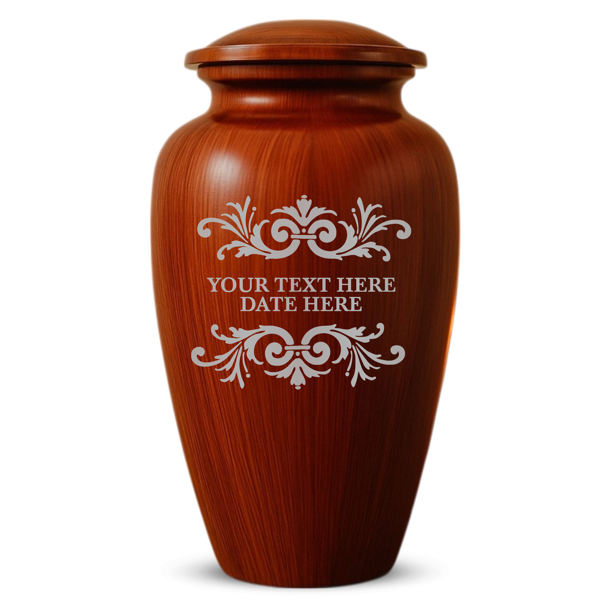Human Cremation Urn - 200 Cubic Inch - Ingrained Wood Style Finish | Memorial Swirl