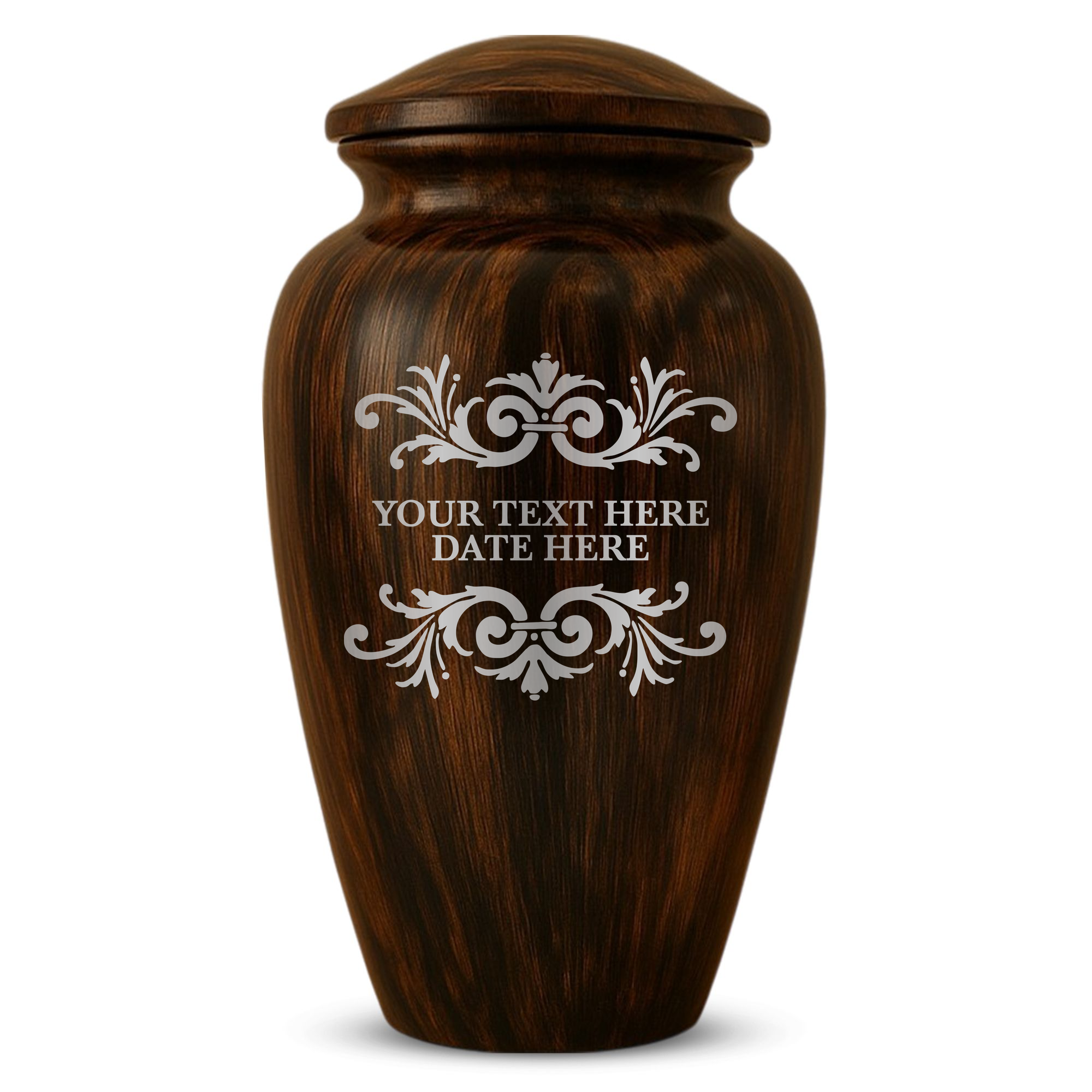 Human Cremation Urn - 200 Cubic Inch - Ingrained Wood Style Finish | Memorial Swirl