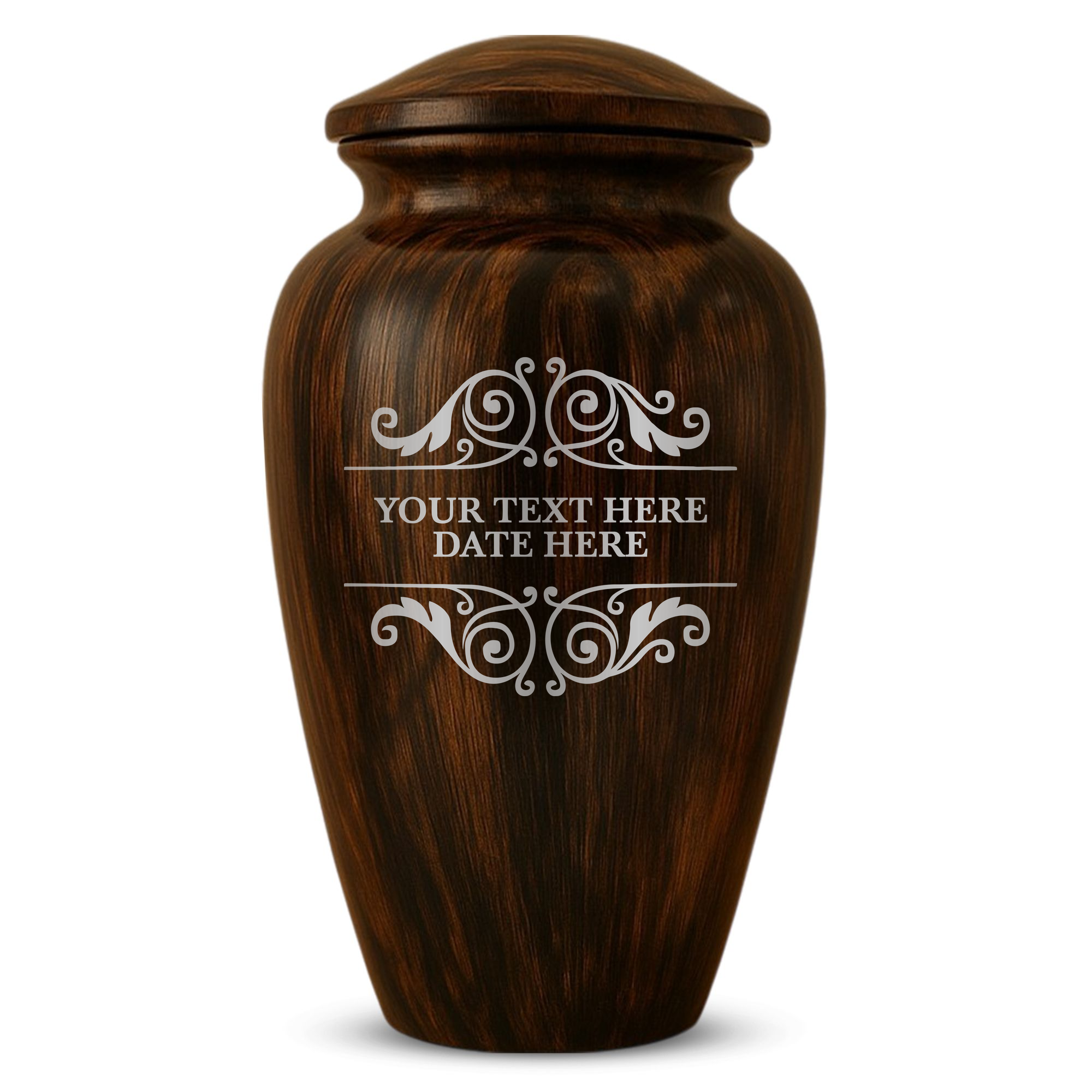 Human Cremation Urn - 200 Cubic Inch - Ingrained Wood Style Finish | Memorial Swirl