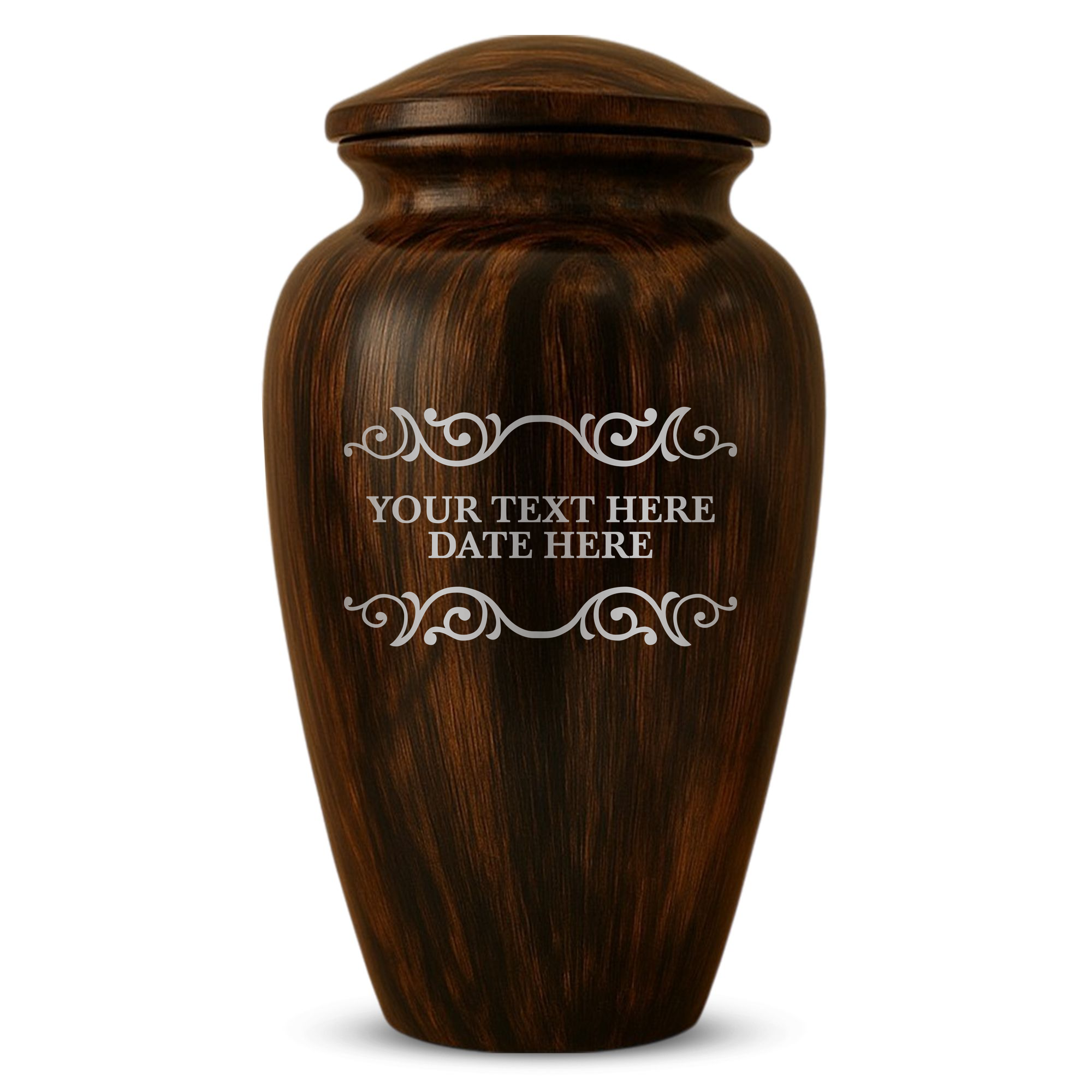 Human Cremation Urn - 200 Cubic Inch - Ingrained Wood Style Finish | Memorial Swirl