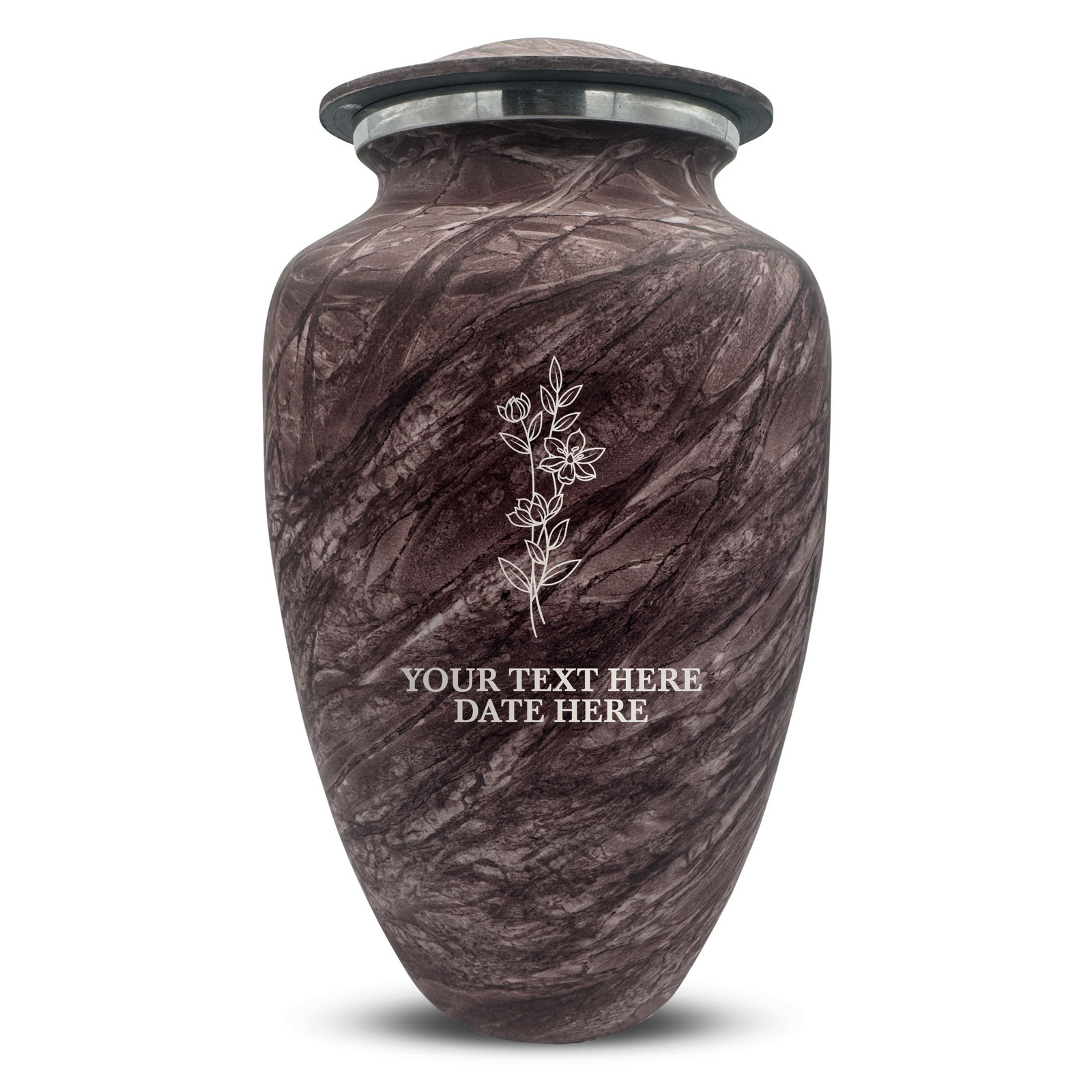Custom Human Urns - Soft Whisper Collection - Floral Design - Distressed Finish - 200 Cubic Inch