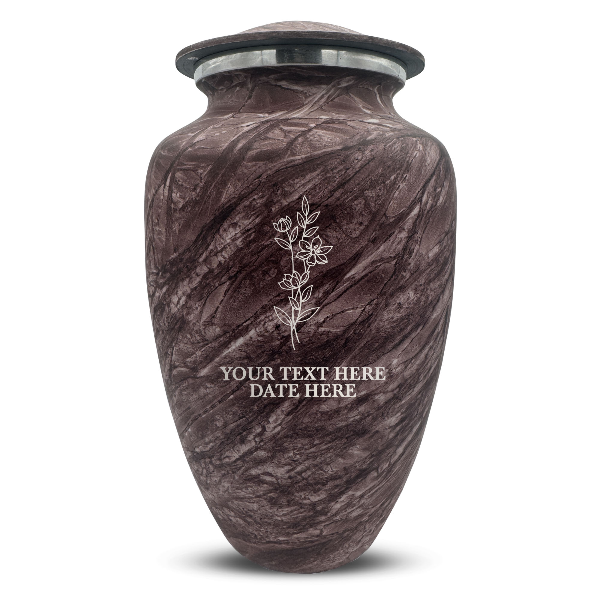 Custom Human Urns - Soft Whisper Collection - Floral Design - Distressed Finish - 200 Cubic Inch
