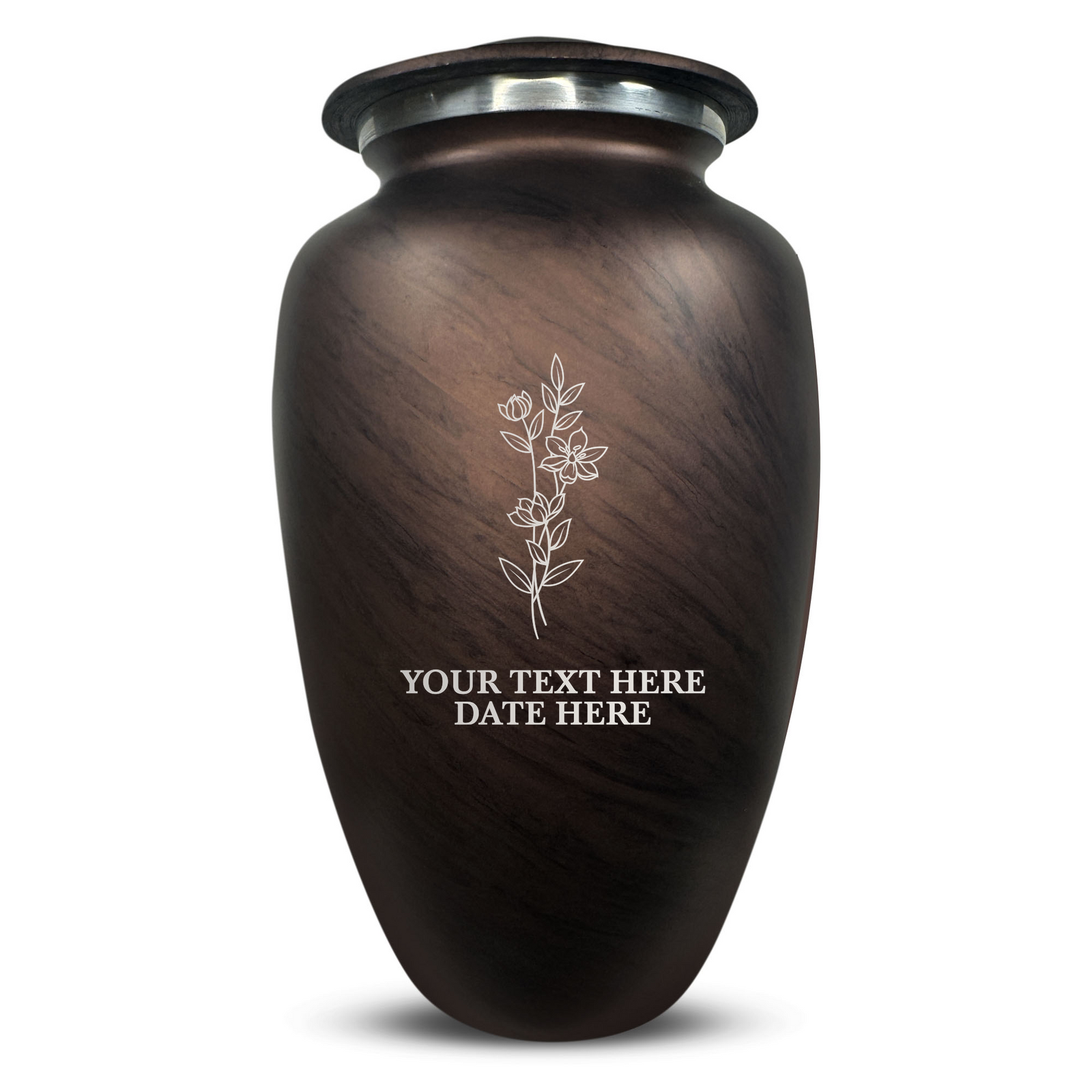 Custom Human Urns - Soft Whisper Collection - Floral Design - Distressed Finish - 200 Cubic Inch