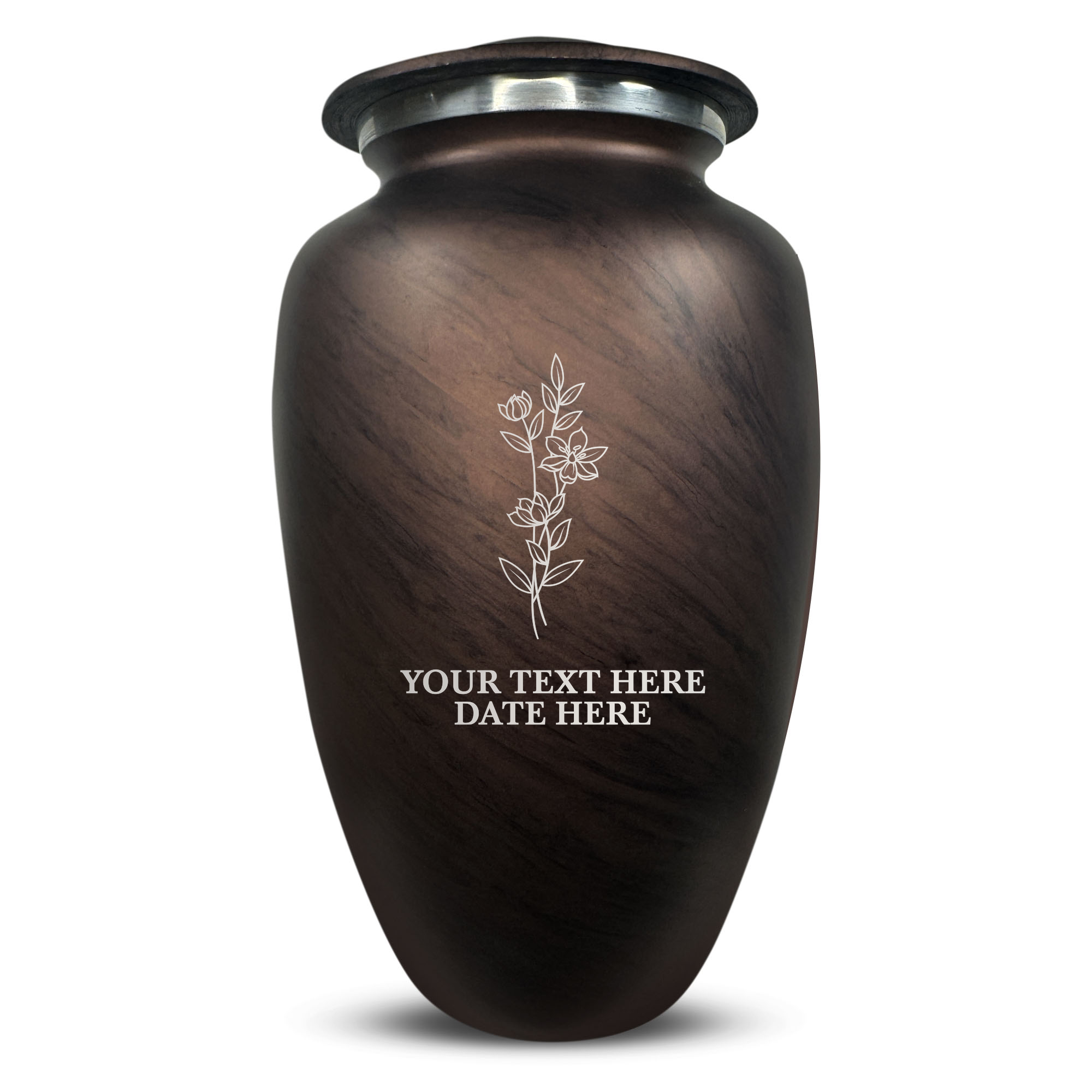 Custom Human Urns - Soft Whisper Collection - Floral Design - Distressed Finish - 200 Cubic Inch
