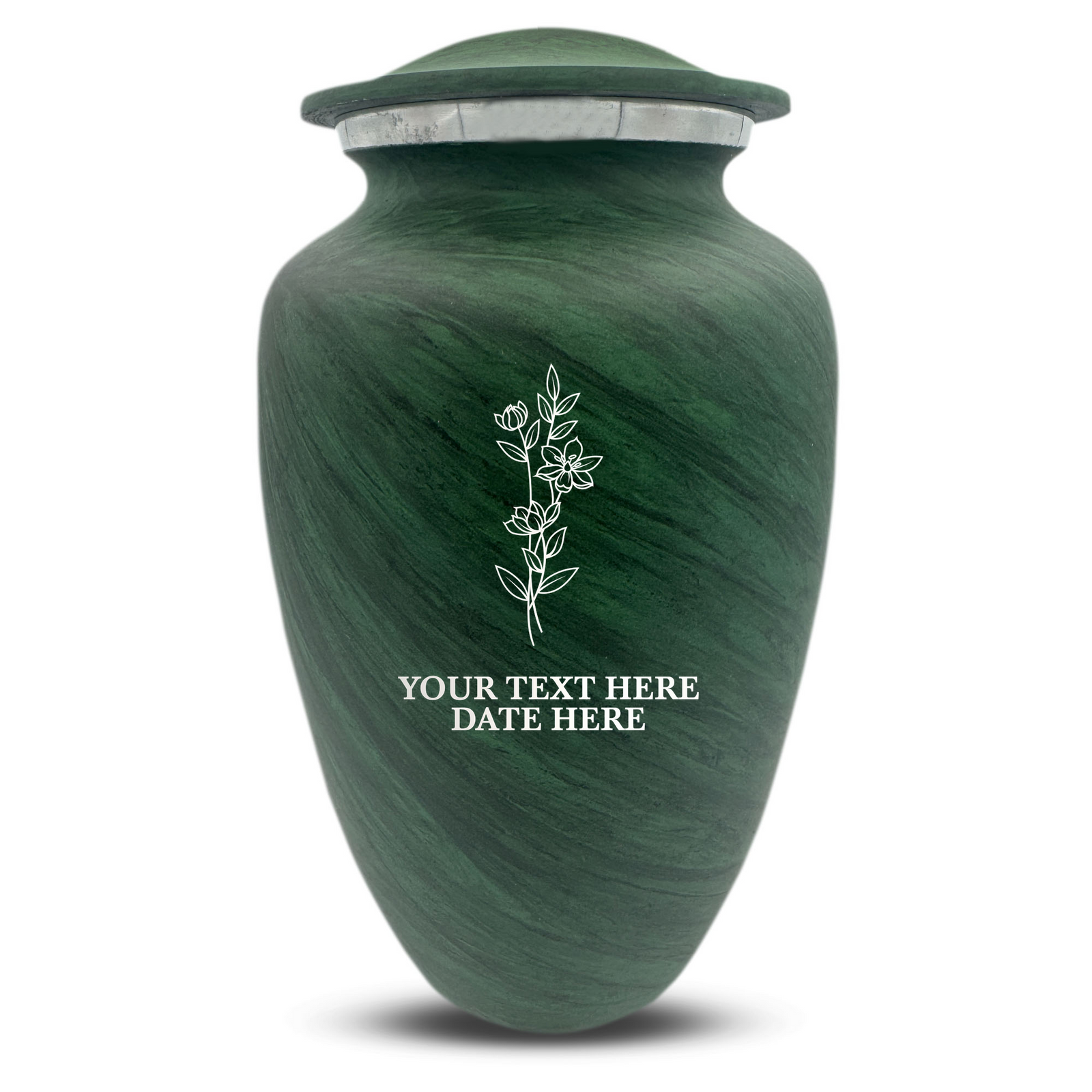 Custom Human Urns - Soft Whisper Collection - Floral Design - Distressed Finish - 200 Cubic Inch