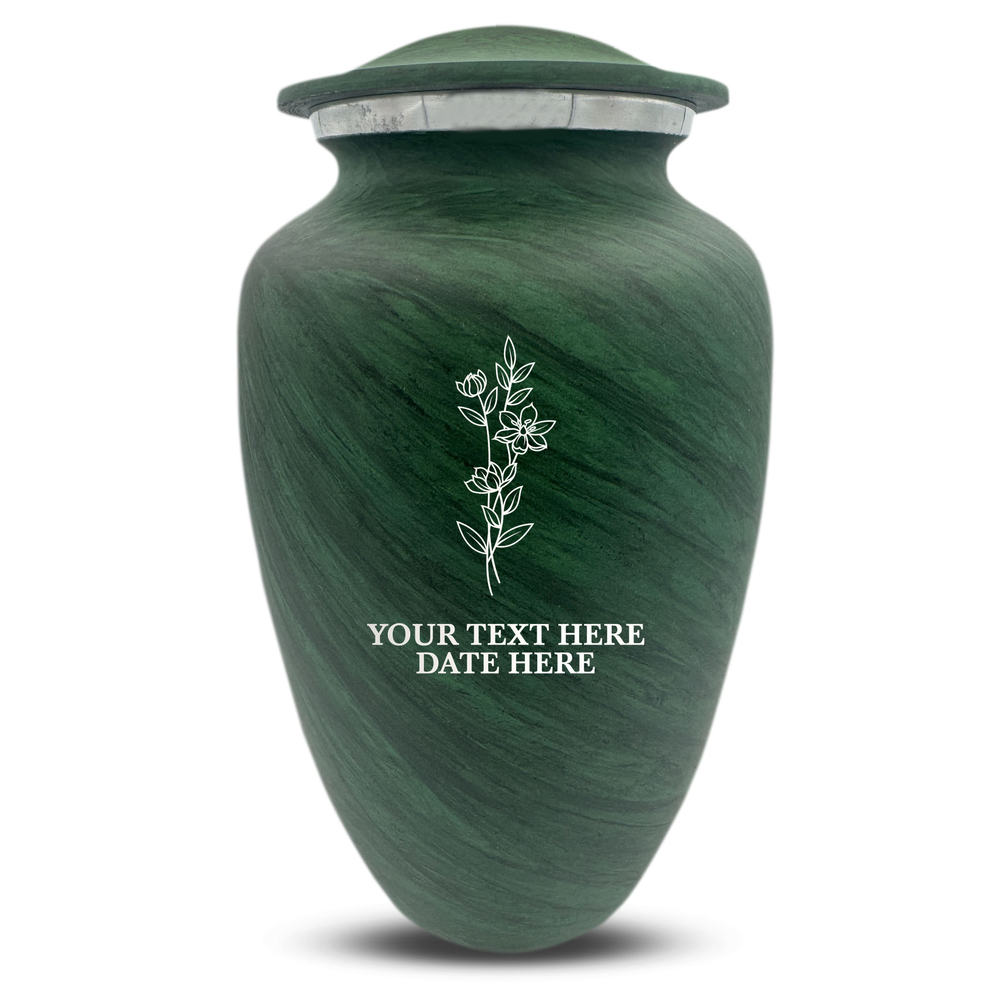 Custom Human Urns - Soft Whisper Collection - Floral Design - Distressed Finish - 200 Cubic Inch