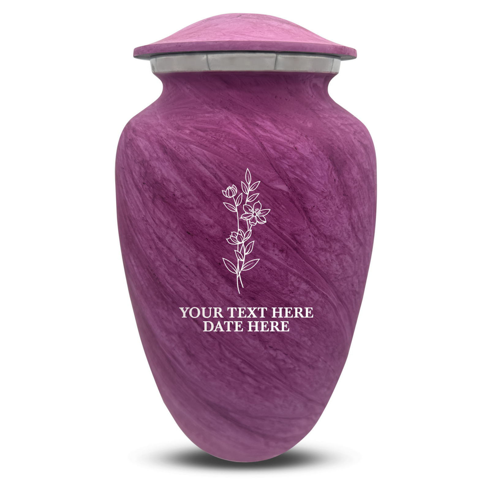 Custom Human Urns - Soft Whisper Collection - Floral Design - Distressed Finish - 200 Cubic Inch