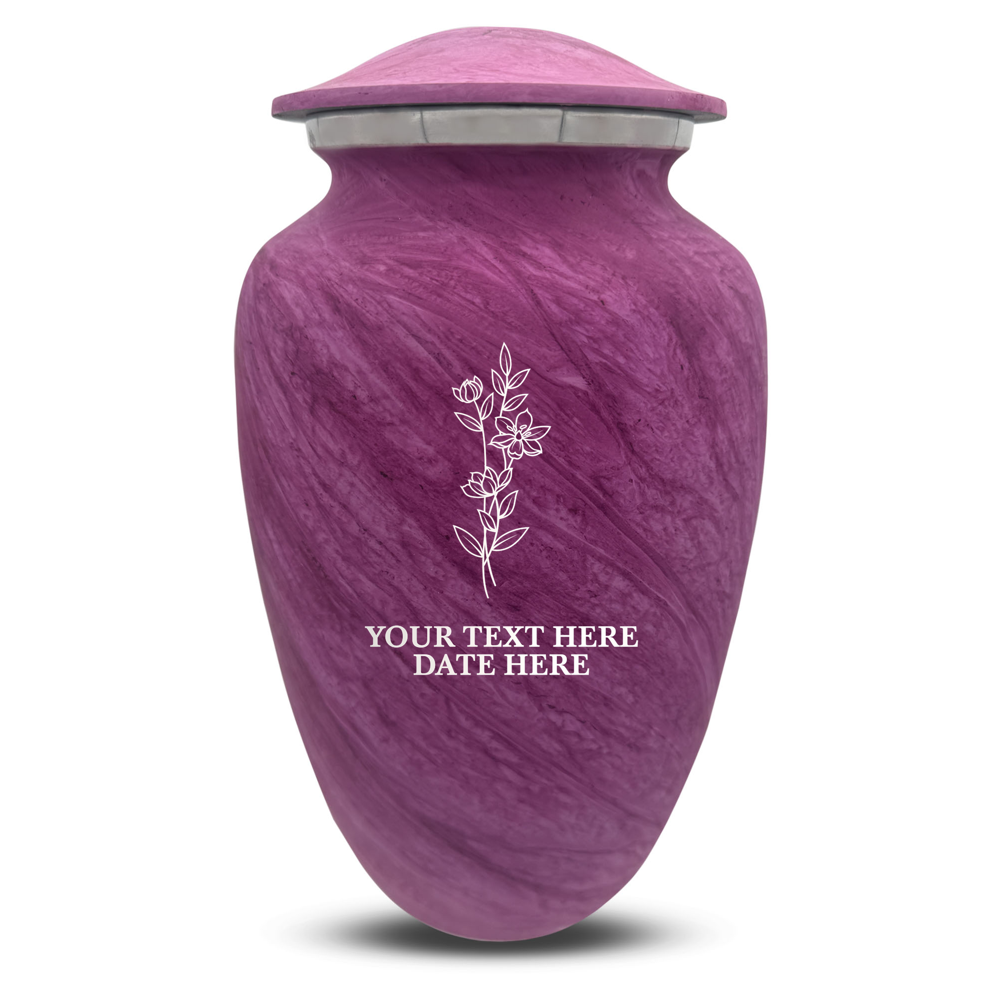 Custom Human Urns - Soft Whisper Collection - Floral Design - Distressed Finish - 200 Cubic Inch