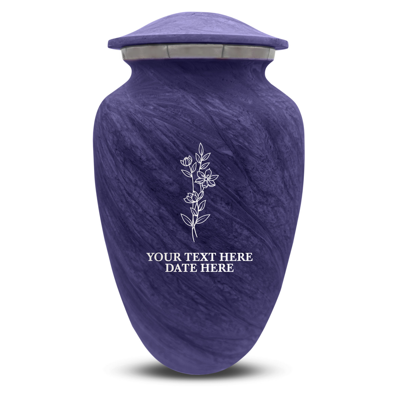 Custom Human Urns - Soft Whisper Collection - Floral Design - Distressed Finish - 200 Cubic Inch