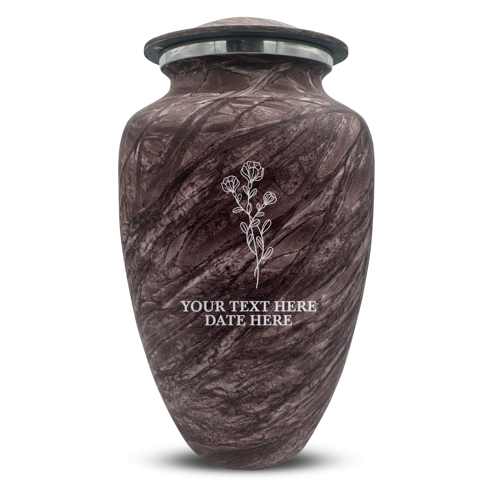 Custom Human Urns - Soft Whisper Collection - Floral Design - Distressed Finish - 200 Cubic Inch