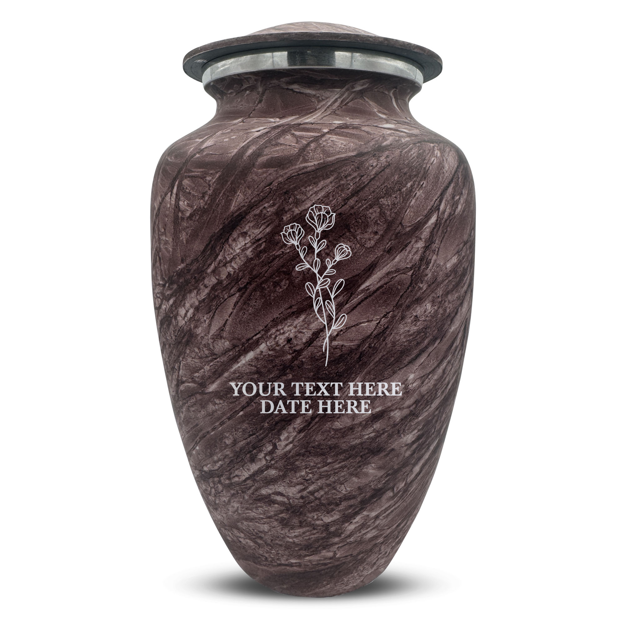 Custom Human Urns - Soft Whisper Collection - Floral Design - Distressed Finish - 200 Cubic Inch