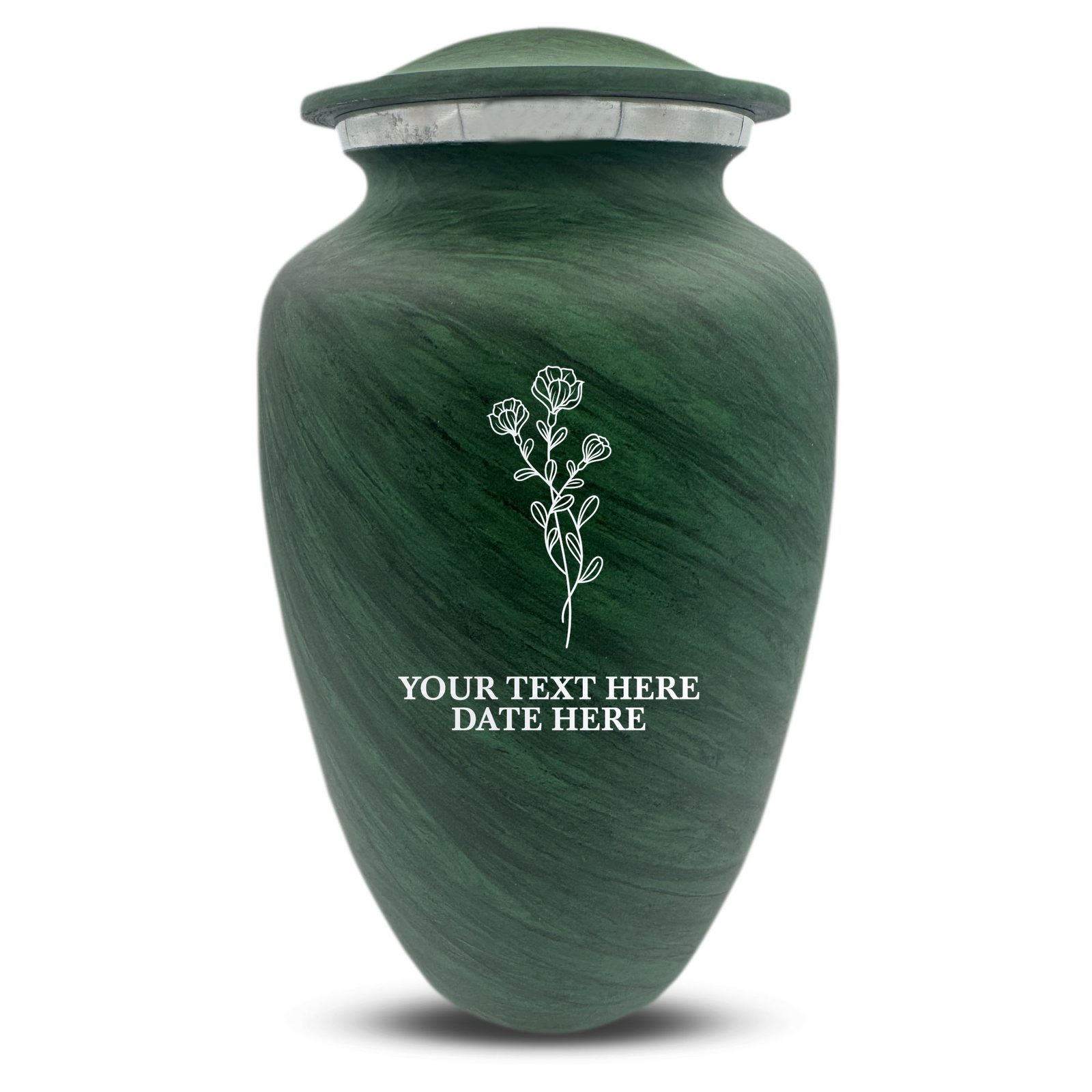 Custom Human Urns - Soft Whisper Collection - Floral Design - Distressed Finish - 200 Cubic Inch