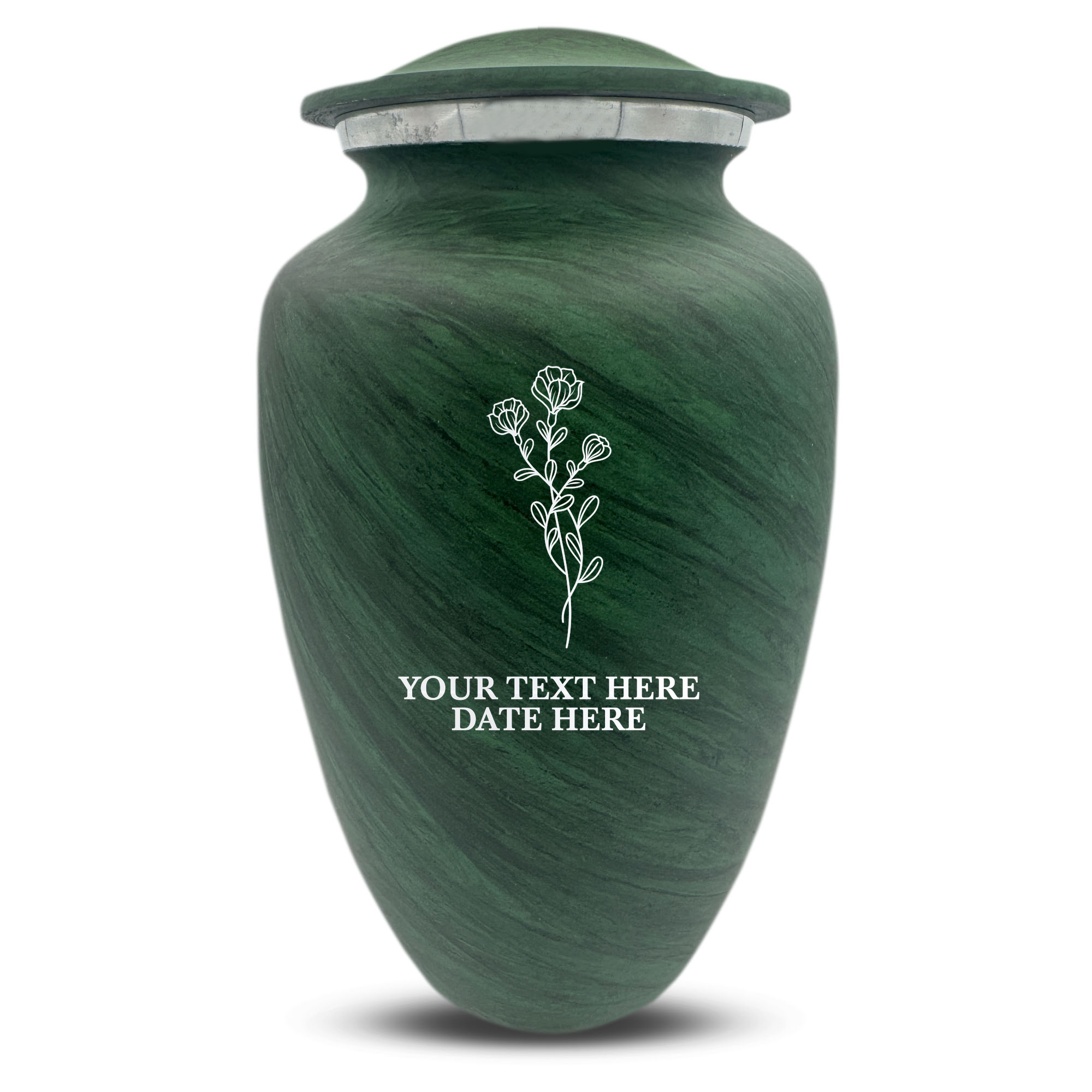 Custom Human Urns - Soft Whisper Collection - Floral Design - Distressed Finish - 200 Cubic Inch
