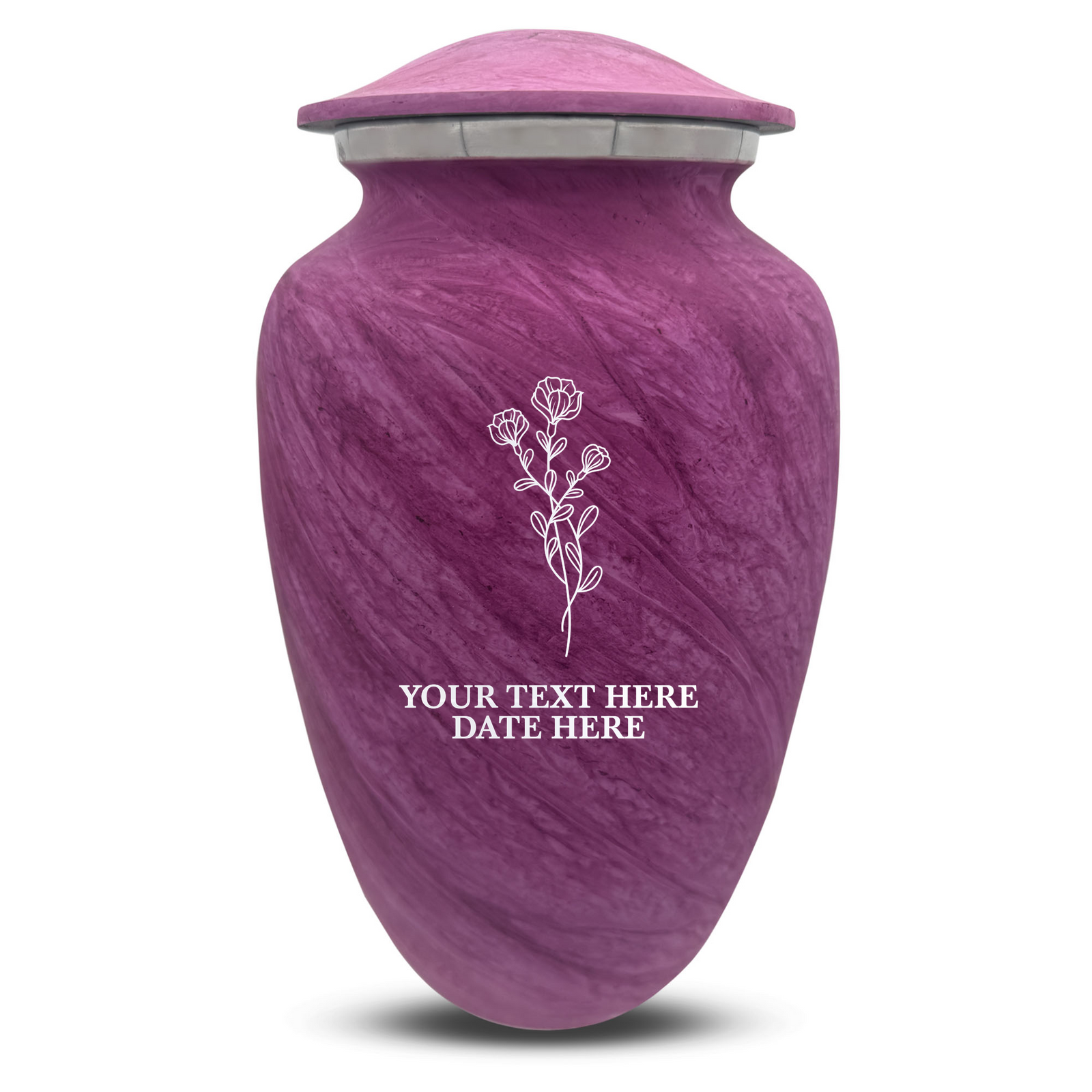 Custom Human Urns - Soft Whisper Collection - Floral Design - Distressed Finish - 200 Cubic Inch