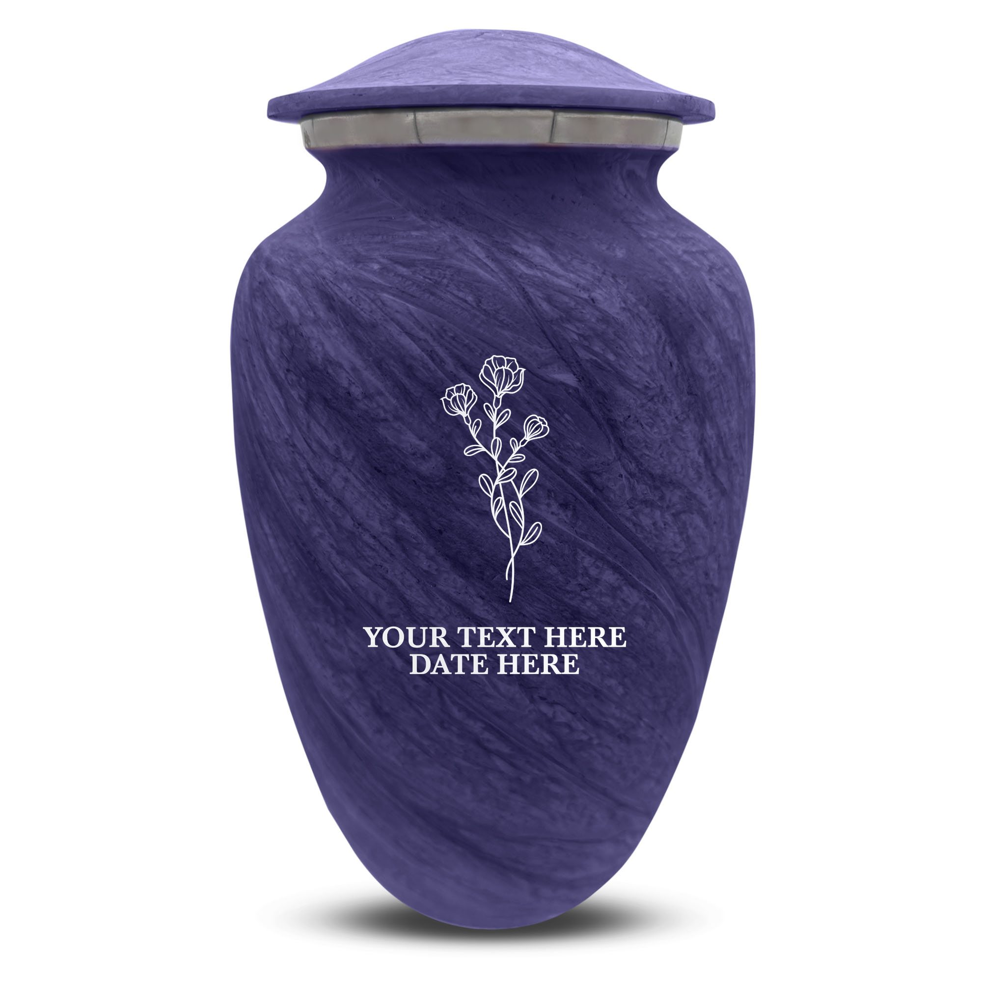 Custom Human Urns - Soft Whisper Collection - Floral Design - Distressed Finish - 200 Cubic Inch