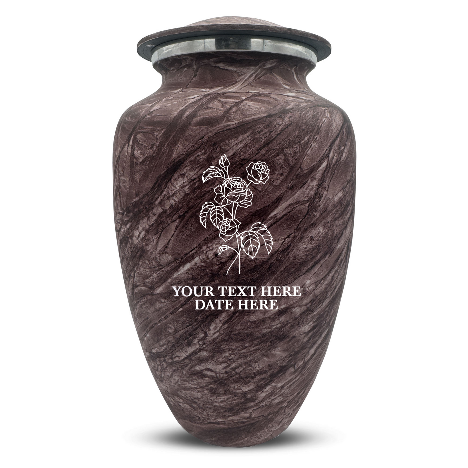 Custom Human Urns - Soft Whisper Collection - Floral Design - Distressed Finish - 200 Cubic Inch