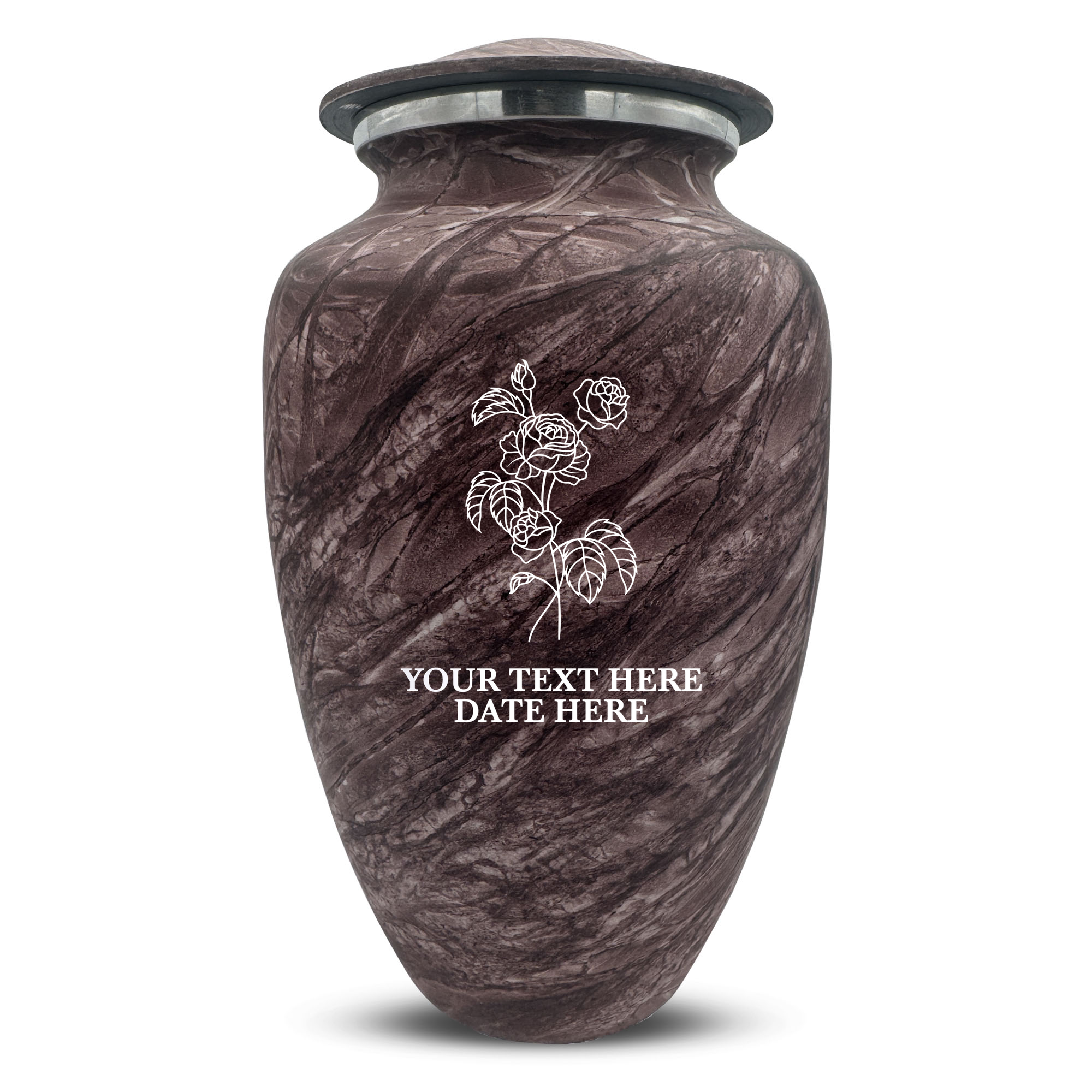Custom Human Urns - Soft Whisper Collection - Floral Design - Distressed Finish - 200 Cubic Inch