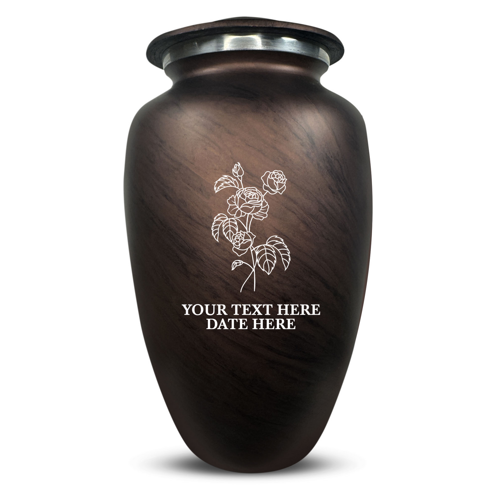 Custom Human Urns - Soft Whisper Collection - Floral Design - Distressed Finish - 200 Cubic Inch
