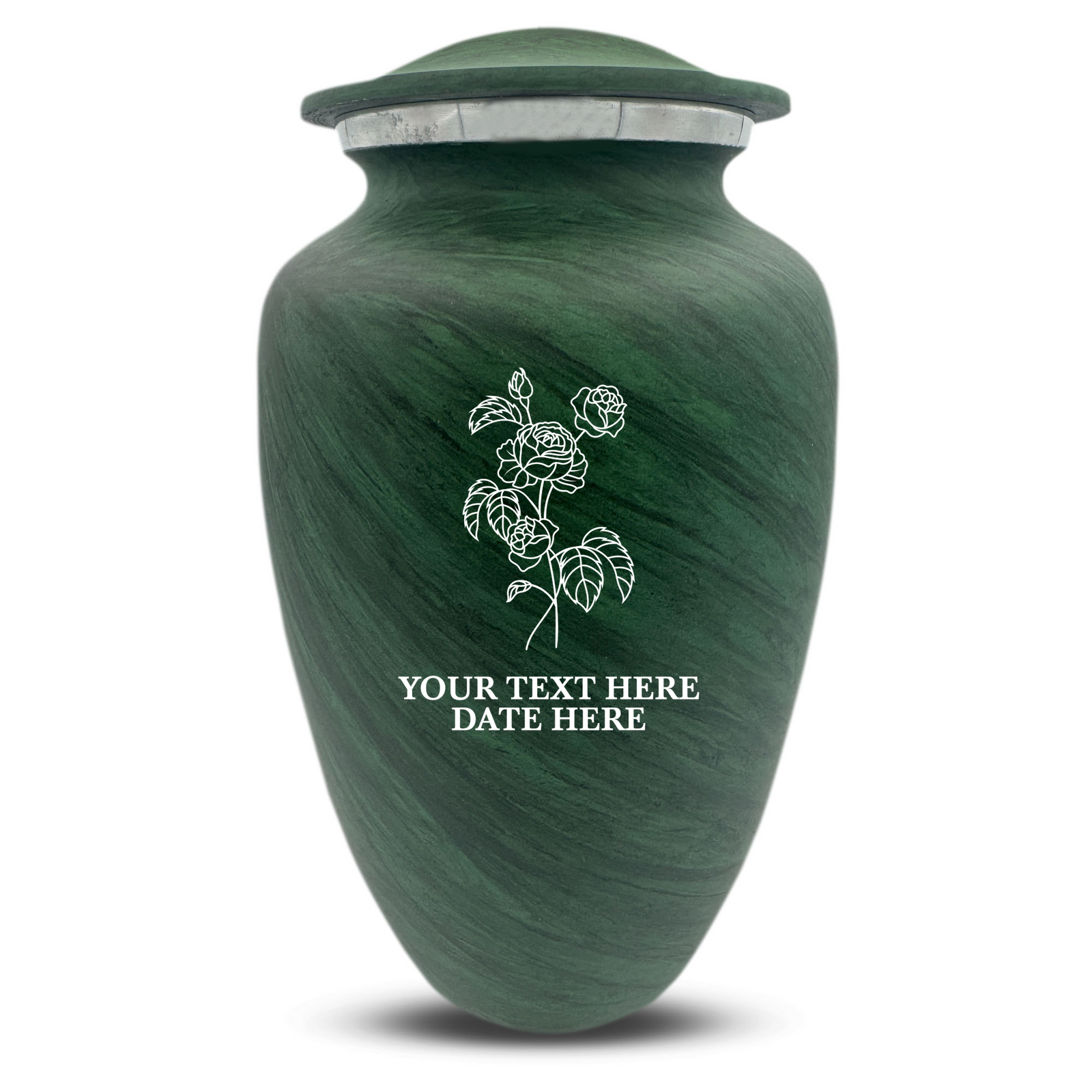 Custom Human Urns - Soft Whisper Collection - Floral Design - Distressed Finish - 200 Cubic Inch