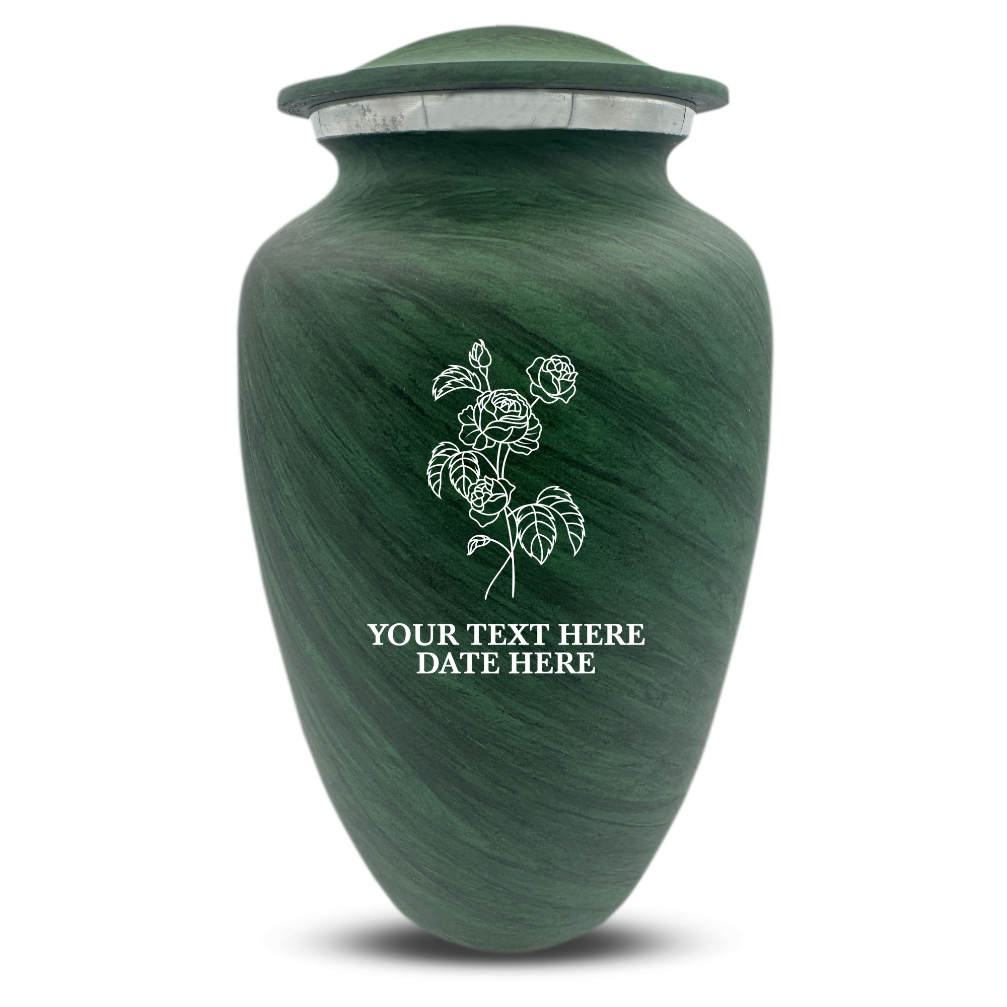 Custom Human Urns - Soft Whisper Collection - Floral Design - Distressed Finish - 200 Cubic Inch