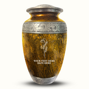 Custom Aluminum Human Urn - Elevate Collection - Floral Design - Distressed Finish - 200 Cubic Inch