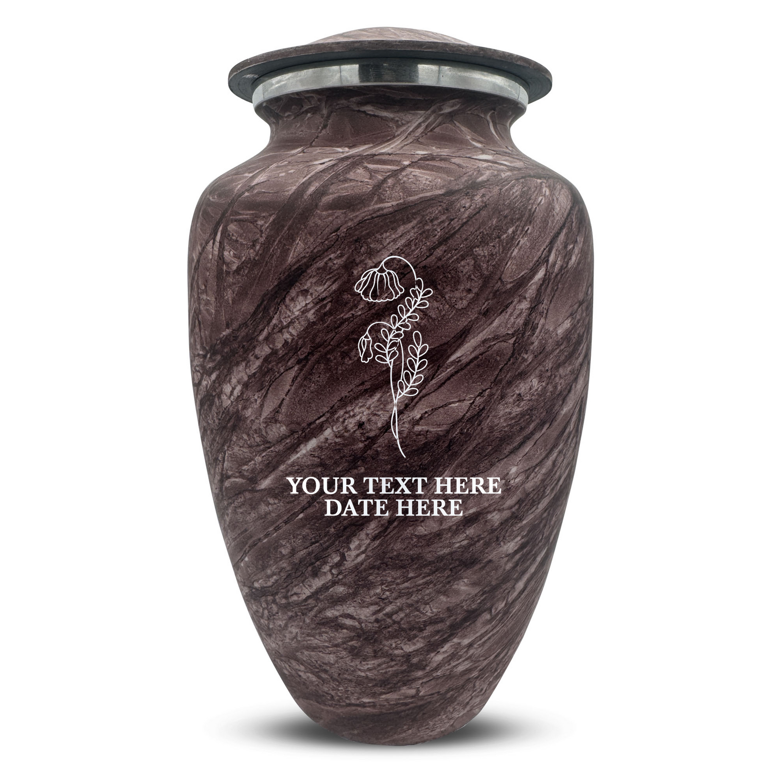 Custom Human Urns - Soft Whisper Collection - Floral Design - Distressed Finish - 200 Cubic Inch