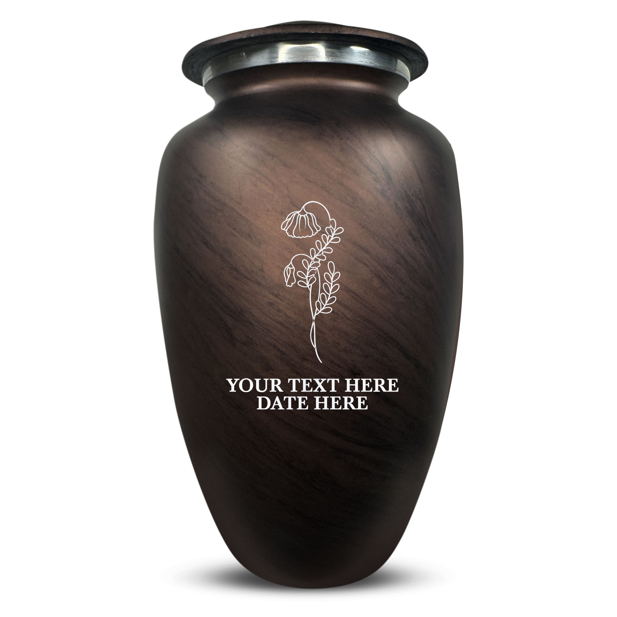 Custom Human Urns - Soft Whisper Collection - Floral Design - Distressed Finish - 200 Cubic Inch
