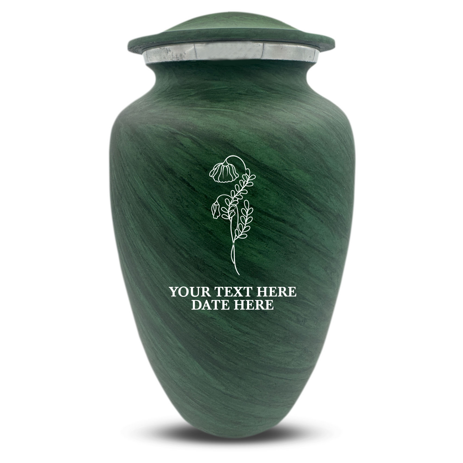 Custom Human Urns - Soft Whisper Collection - Floral Design - Distressed Finish - 200 Cubic Inch