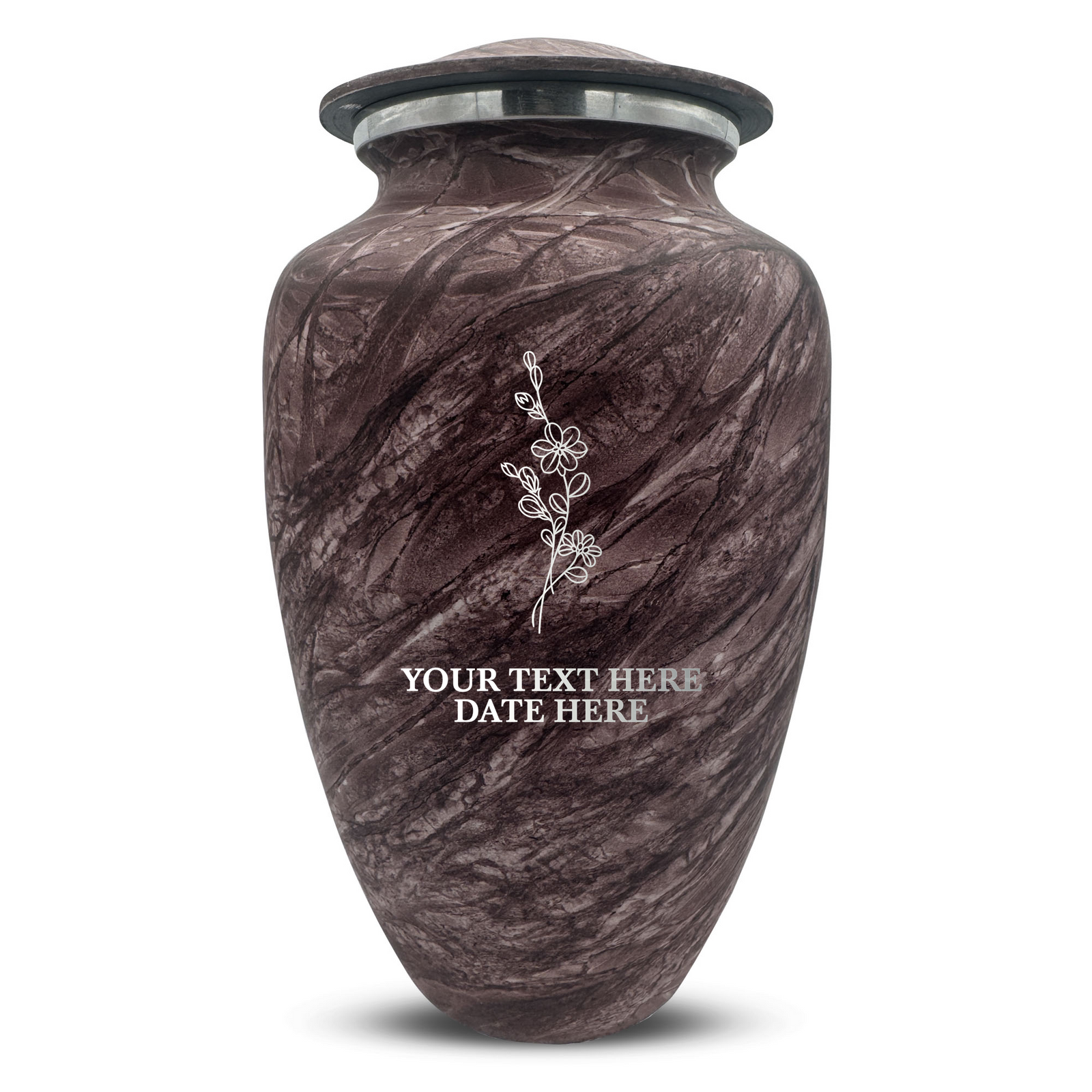 Custom Human Urns - Soft Whisper Collection - Floral Design - Distressed Finish - 200 Cubic Inch
