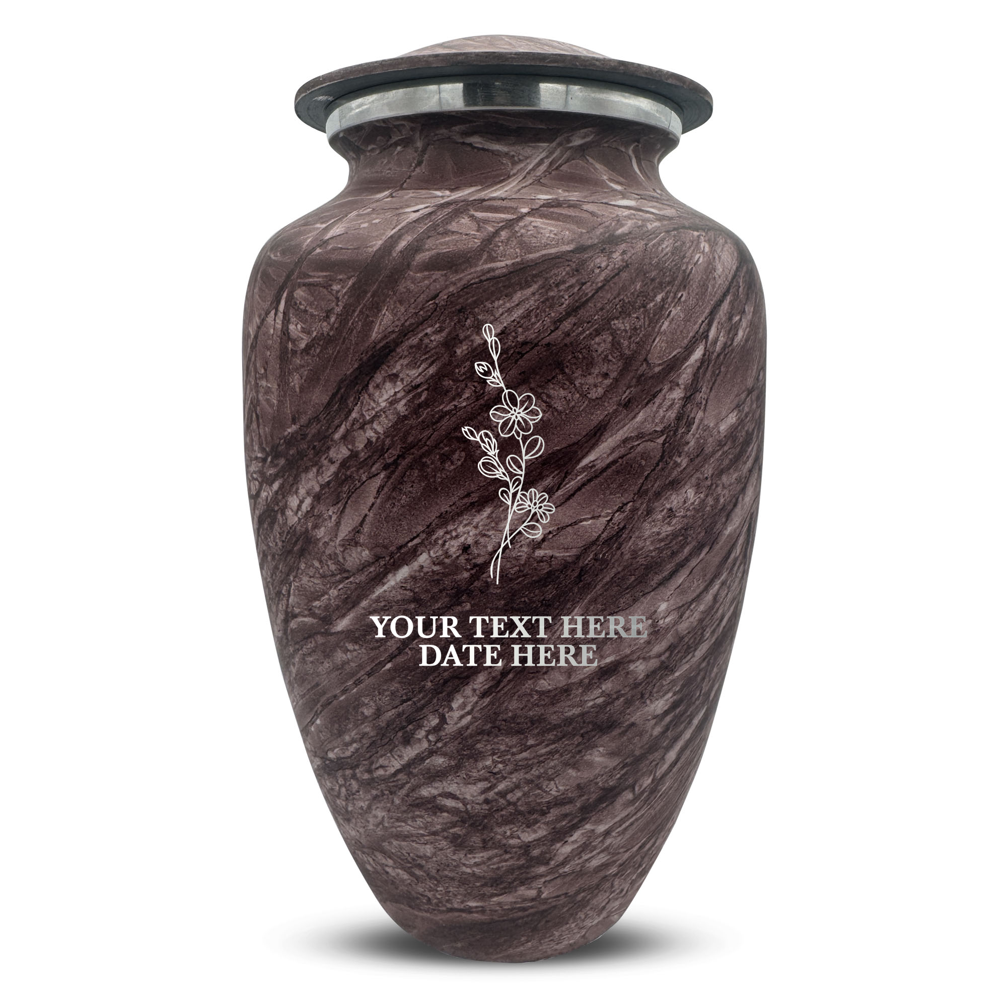 Custom Human Urns - Soft Whisper Collection - Floral Design - Distressed Finish - 200 Cubic Inch