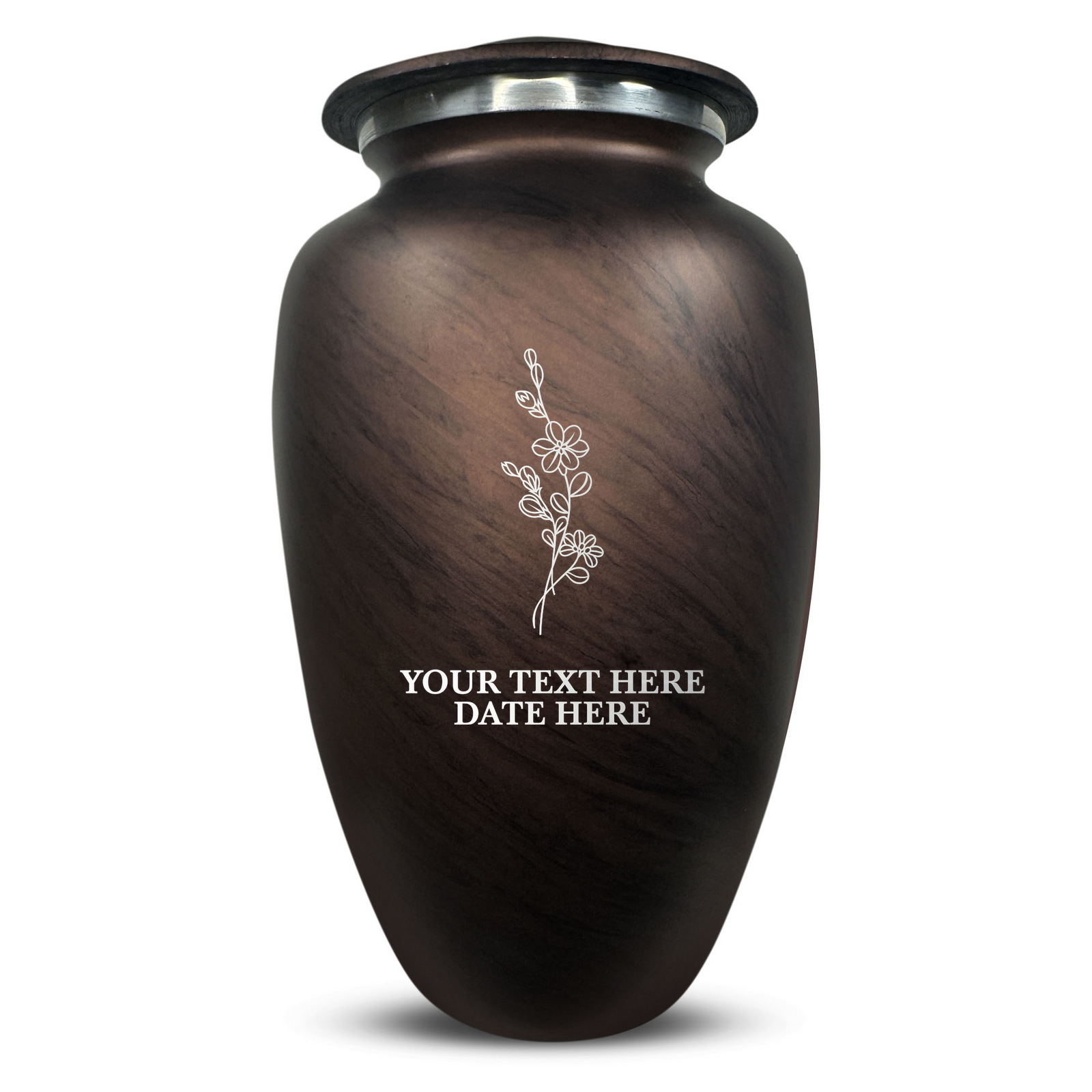 Custom Human Urns - Soft Whisper Collection - Floral Design - Distressed Finish - 200 Cubic Inch