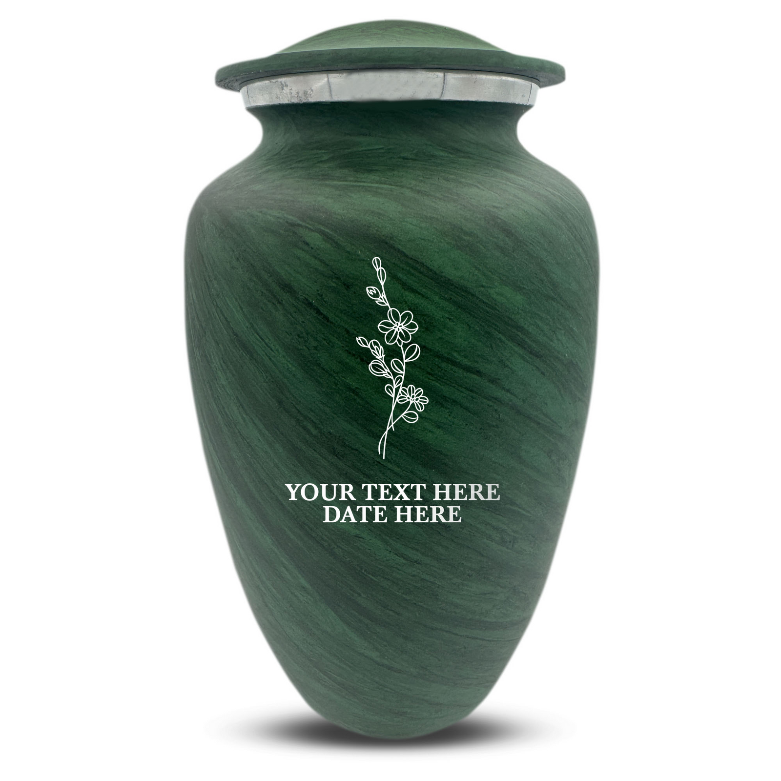 Custom Human Urns - Soft Whisper Collection - Floral Design - Distressed Finish - 200 Cubic Inch