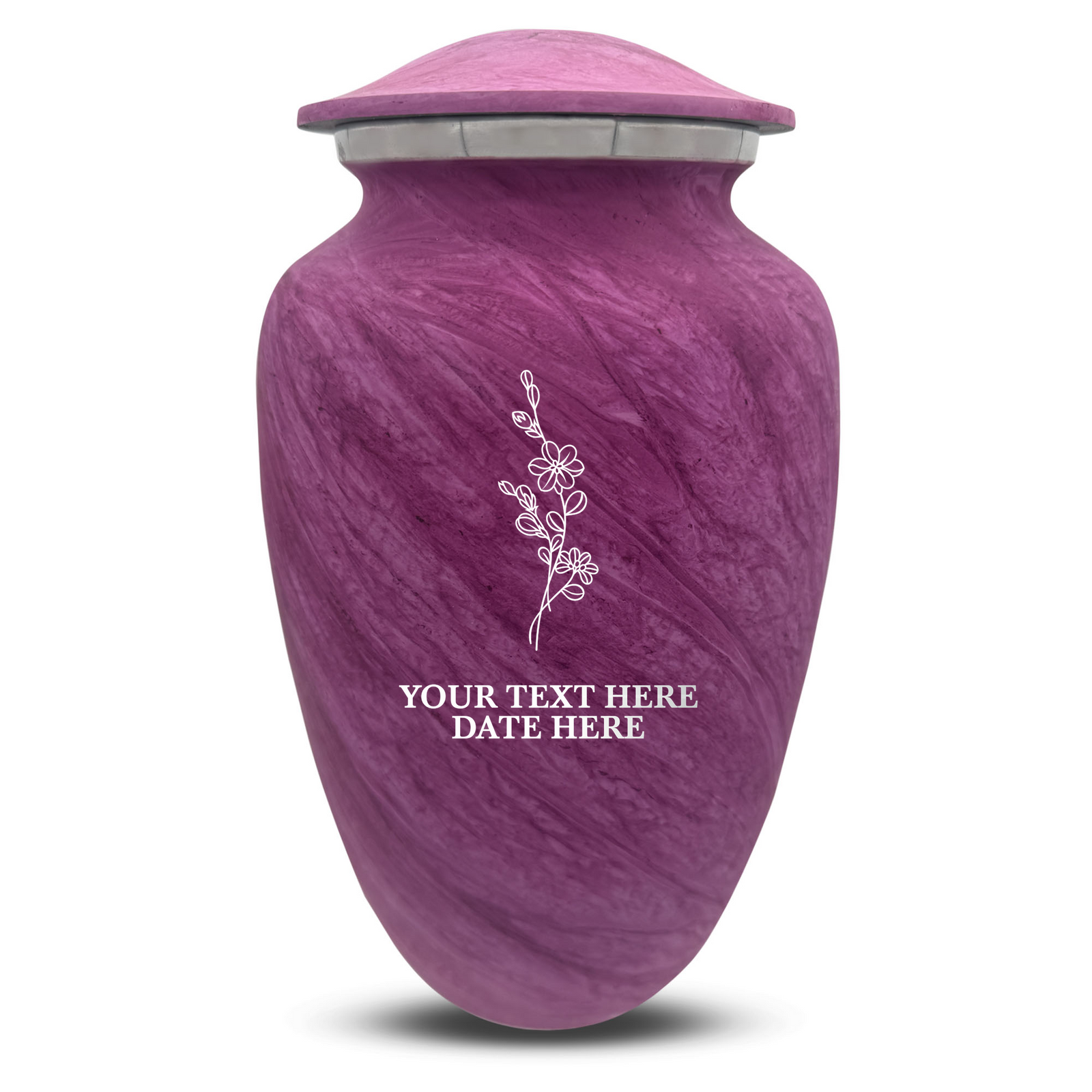 Custom Human Urns - Soft Whisper Collection - Floral Design - Distressed Finish - 200 Cubic Inch