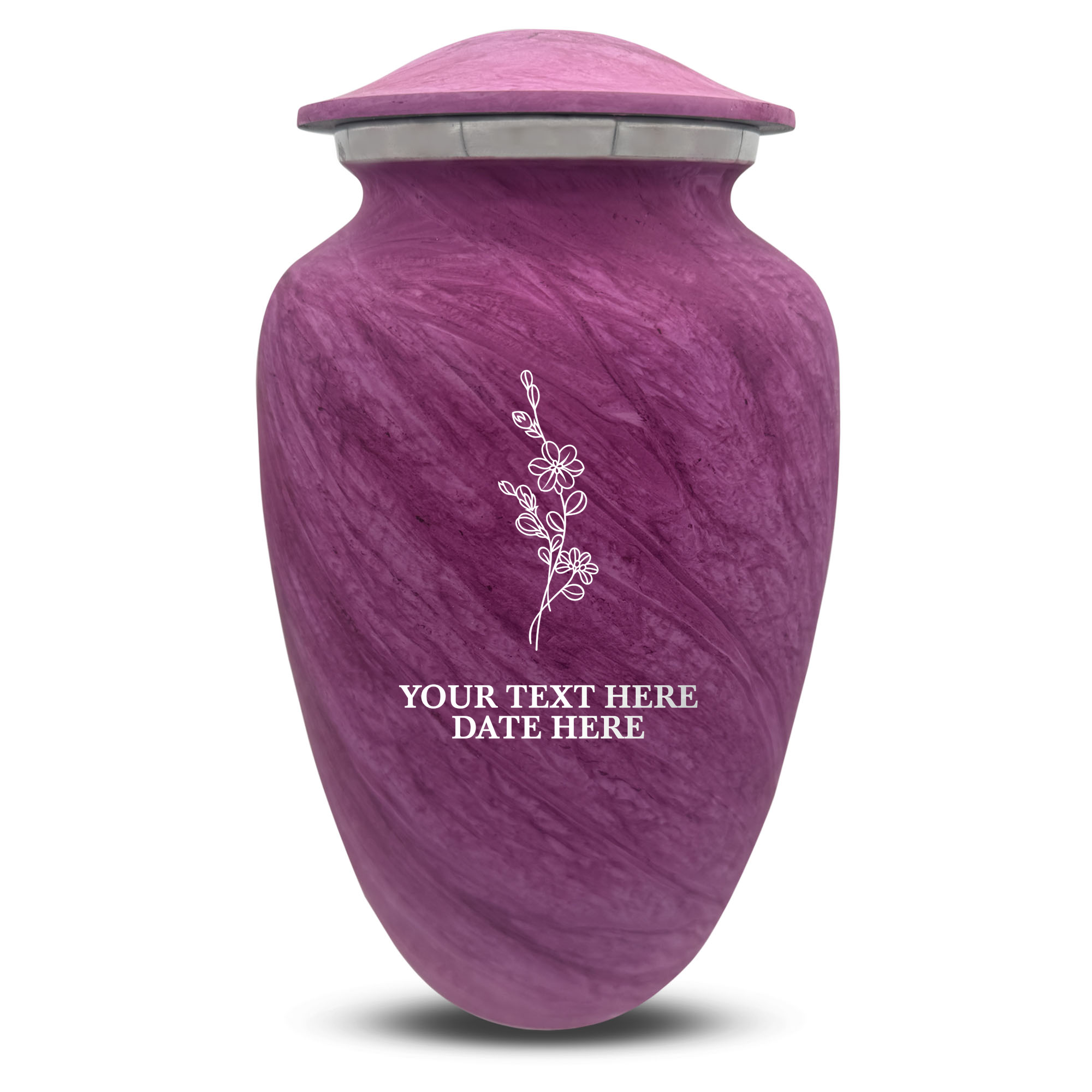 Custom Human Urns - Soft Whisper Collection - Floral Design - Distressed Finish - 200 Cubic Inch