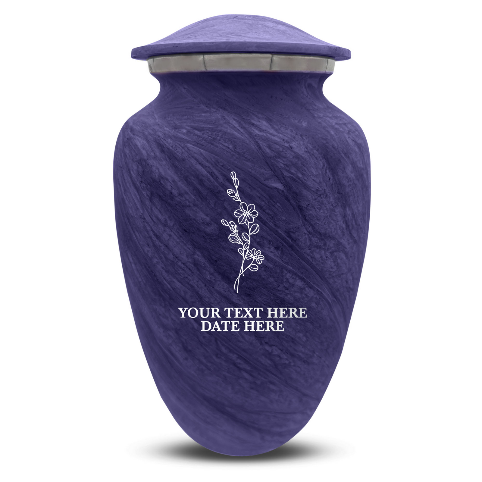 Custom Human Urns - Soft Whisper Collection - Floral Design - Distressed Finish - 200 Cubic Inch