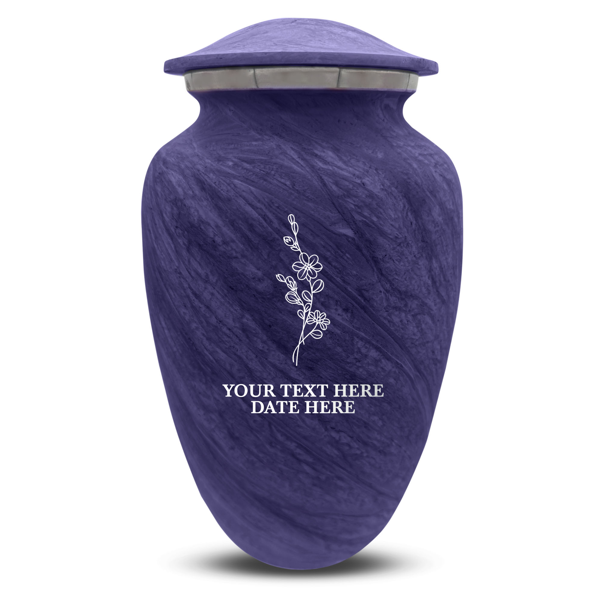 Custom Human Urns - Soft Whisper Collection - Floral Design - Distressed Finish - 200 Cubic Inch