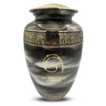 Custom Aluminum Cremation Urn for Human Ashes - Suzesta Pearl White Memorial Urn - Memorial Rosary Design - 200 Cubic Inch