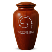 Human Cremation Urn – 200 Cubic Inch – Ingrained Wood Style Finish | Rosary Memorial