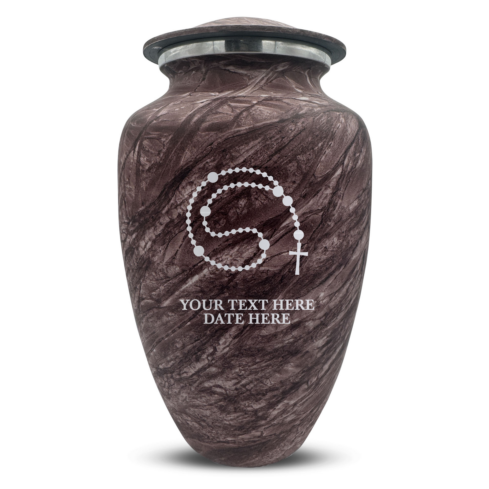 Custom Human Urns - Soft Whisper Collection - Rosary Design - Distressed Finish - 200 Cubic Inch