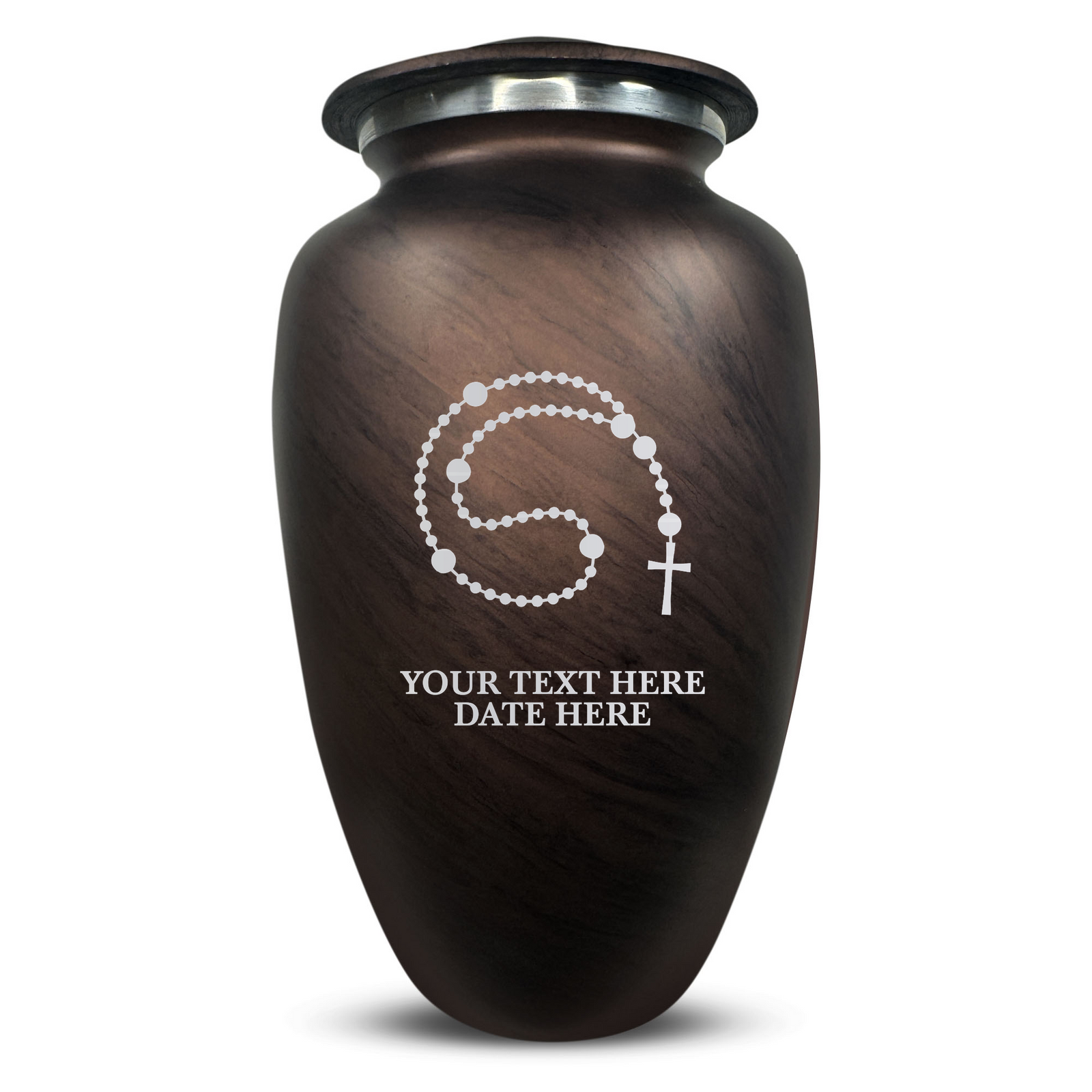 Custom Human Urns - Soft Whisper Collection - Rosary Design - Distressed Finish - 200 Cubic Inch