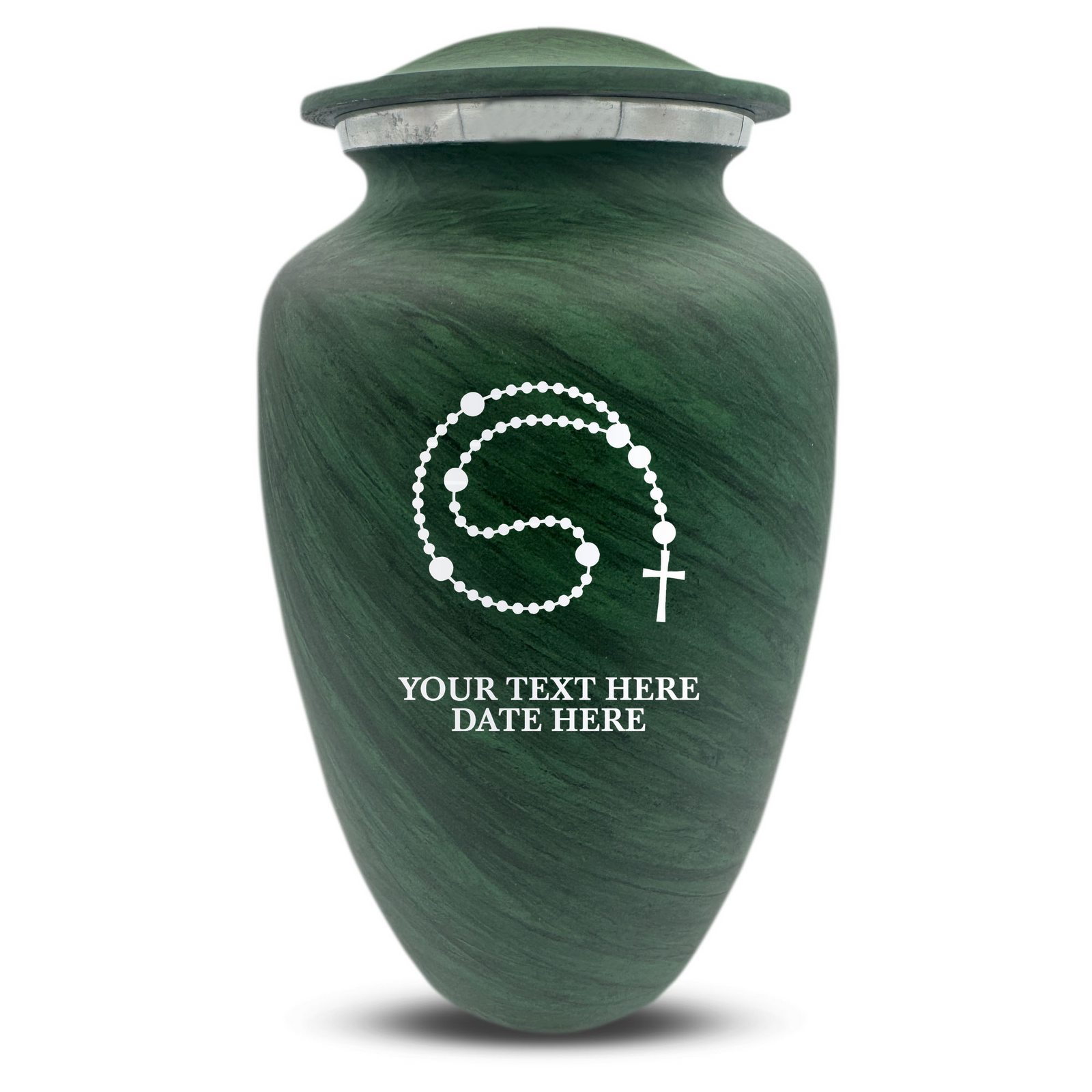 Custom Human Urns - Soft Whisper Collection - Rosary Design - Distressed Finish - 200 Cubic Inch